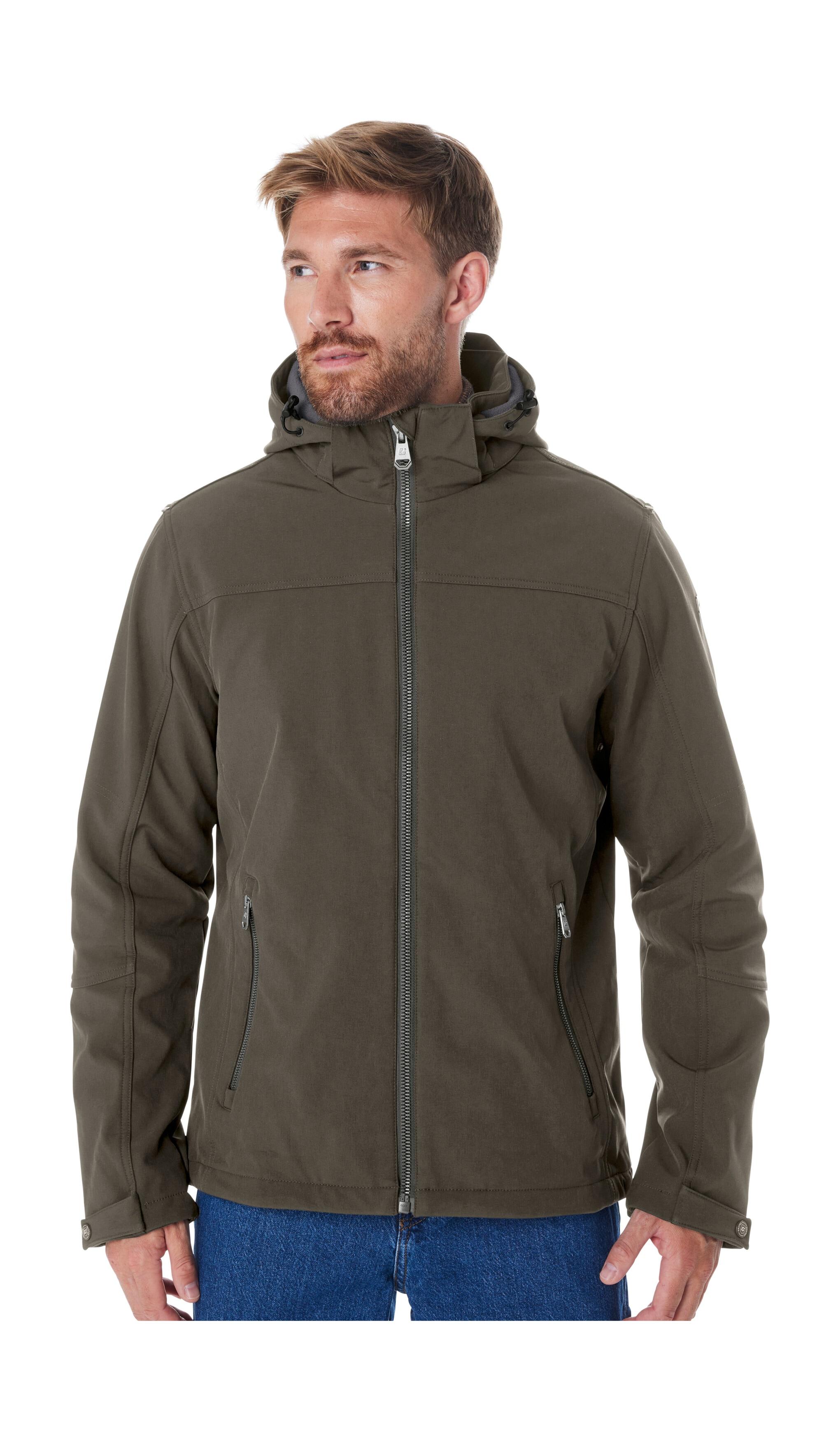 Softshelljacke KILLTEC "Herren Softshelljacke", Herren, Gr. 4XL, grün (dunkelgrün), Oberseite: 100% Polyester;Rückseite: 100% Polyester, Jacken Softshelljacke, Wasserabweisende Softshelljacke mit Fleece, abnehmbarer Kapuze