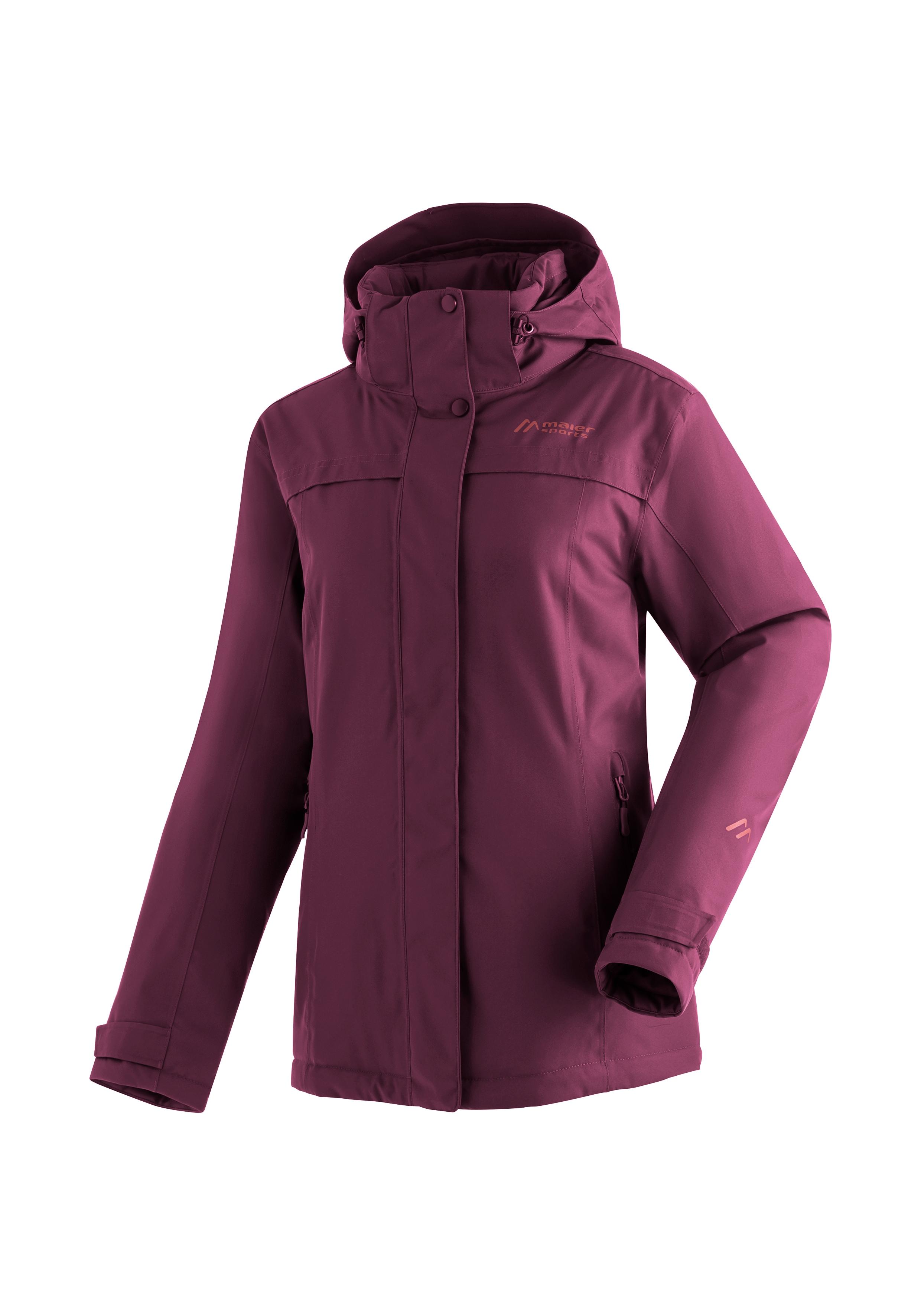 Winterjacke MAIER SPORTS "Lisbon", Damen, Gr. 19, rot (bordeaux), 100% Polyester, Jacken Winterjacke, warme Damen Jacke, wattierte Regenjacke, wasserdicht + atmungsaktiv