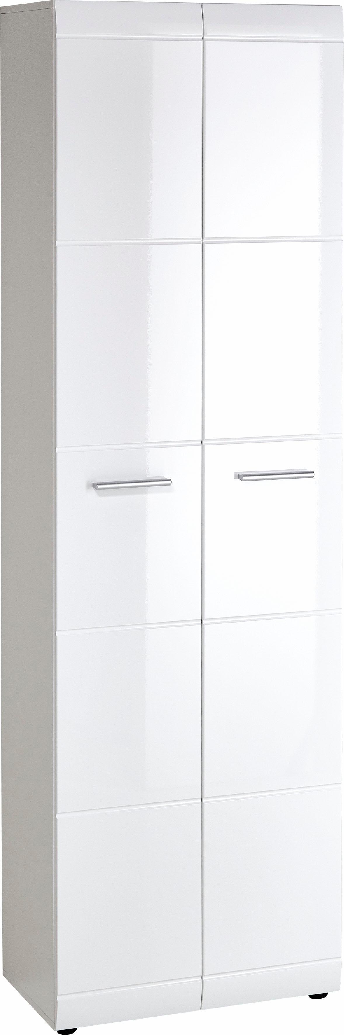 Garderobenschrank GERMANIA "GW-Adana Garderobenschrank", weiß (weiß matt, weiß hochglanz), B:59cm H:197cm T:37cm, Holzwerkstoff, Schränke, Garderobenschrank, mit ausziehbarer Kleiderstange