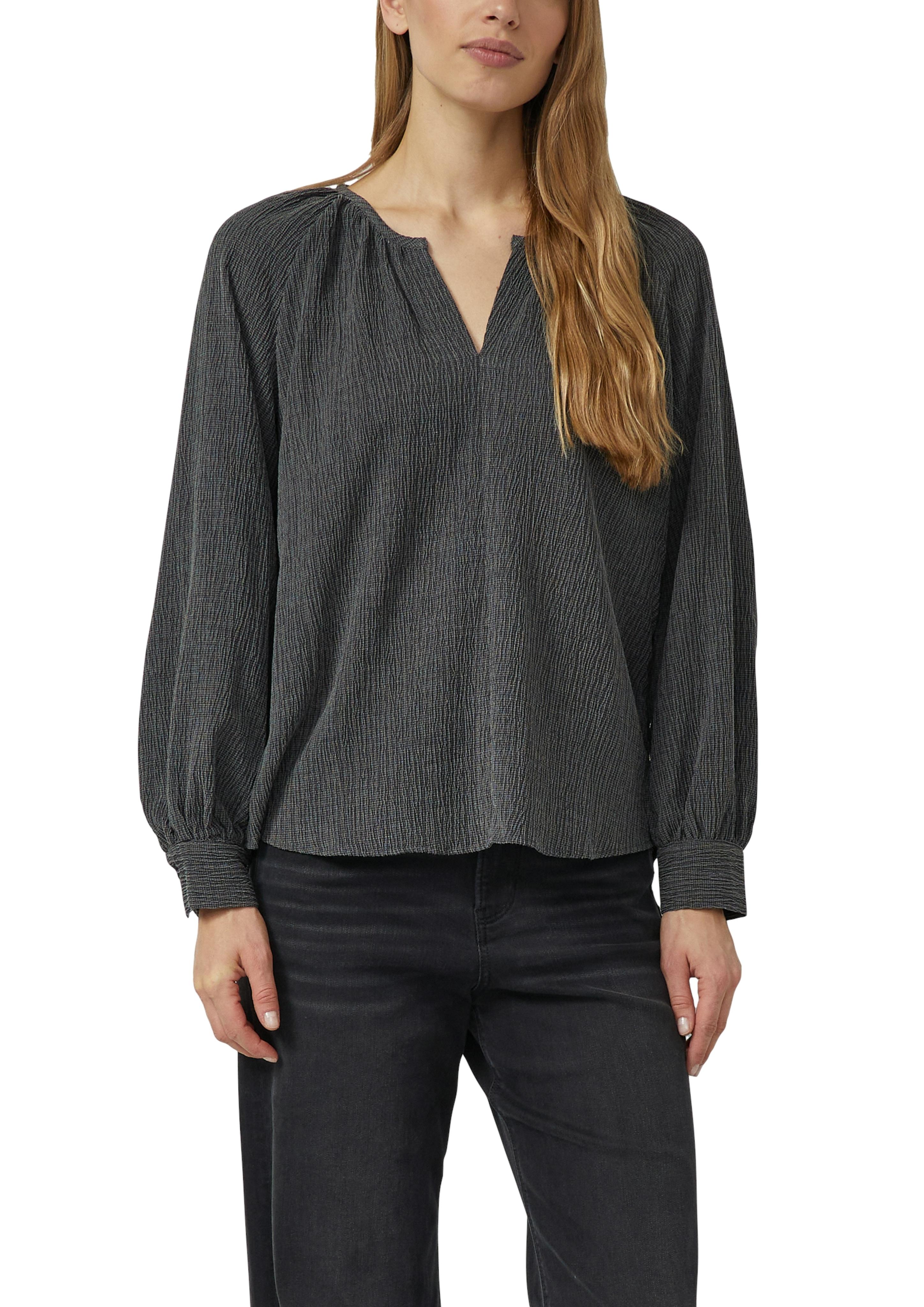 Langarmbluse S.OLIVER, Damen, Gr. 46, schwarz, Web, Obermaterial: 78% Polyester, 21% Viskose, 1% Elasthan, unifarben, relaxed fit normal, Rundhals, Manschette, Blusen Langarmbluse, mit Manschetten