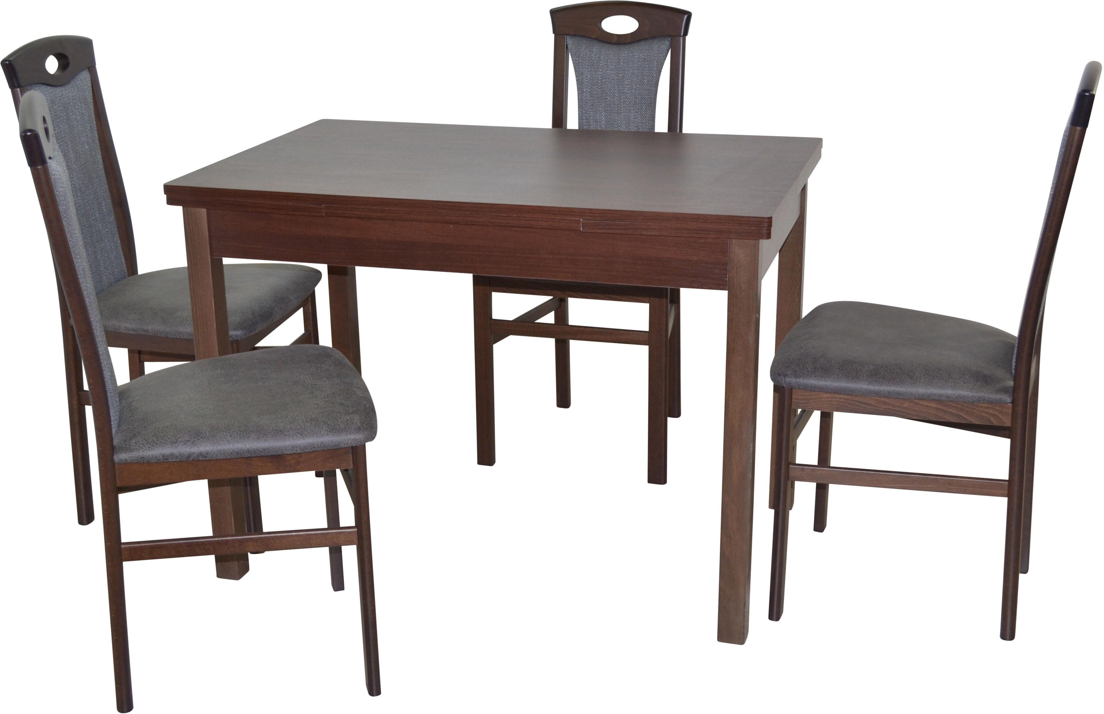 Essgruppe "5tlg. Tischgruppe", schwarz (nussbaum, nachbildung, schwarz, nussbaum, nachbildung), B:45cm H:95cm T:48cm, FSC-zertifiziertes Massivholz, HOFMANN LIVING AND MORE, Sitzmöbel-Sets, Essgruppe, Stühle montiert