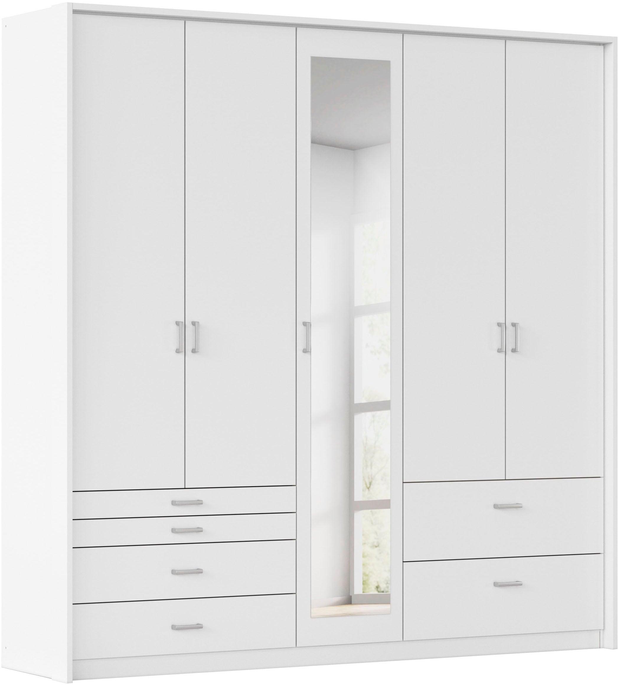 Drehtürenschrank RAUCH "Kleiderschrank Schrank Garderobe Wäscheschrank WILDBERG", weiß (alpinweiß), B:230cm H:231cm T:58cm, Holzwerkstoff, Schränke, Drehtürenschrank, mit 6 Schubladen, obere Schublade mit Holz-Einteilung MADE IN GERMANY