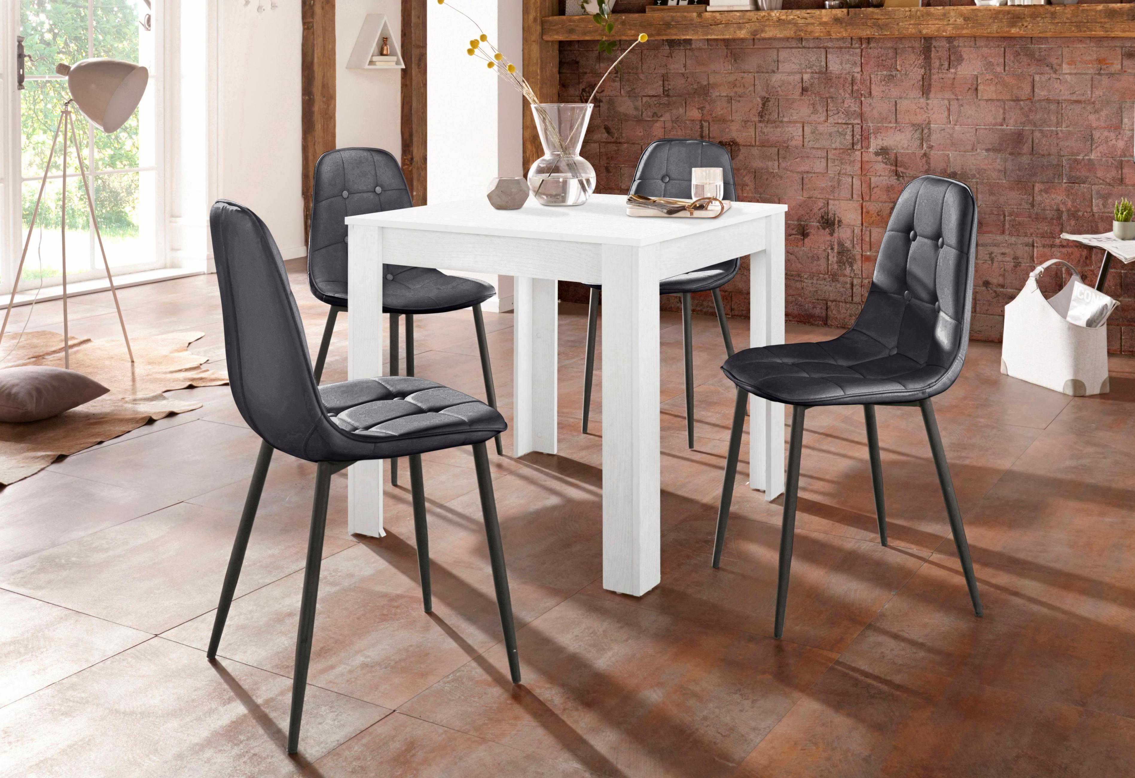 Essgruppe INOSIGN, schwarz (weiß mit struktur, schwarz), B:80cm, Sitzmöbel-Sets, Essgruppe, mit Esstisch 80 cm breit