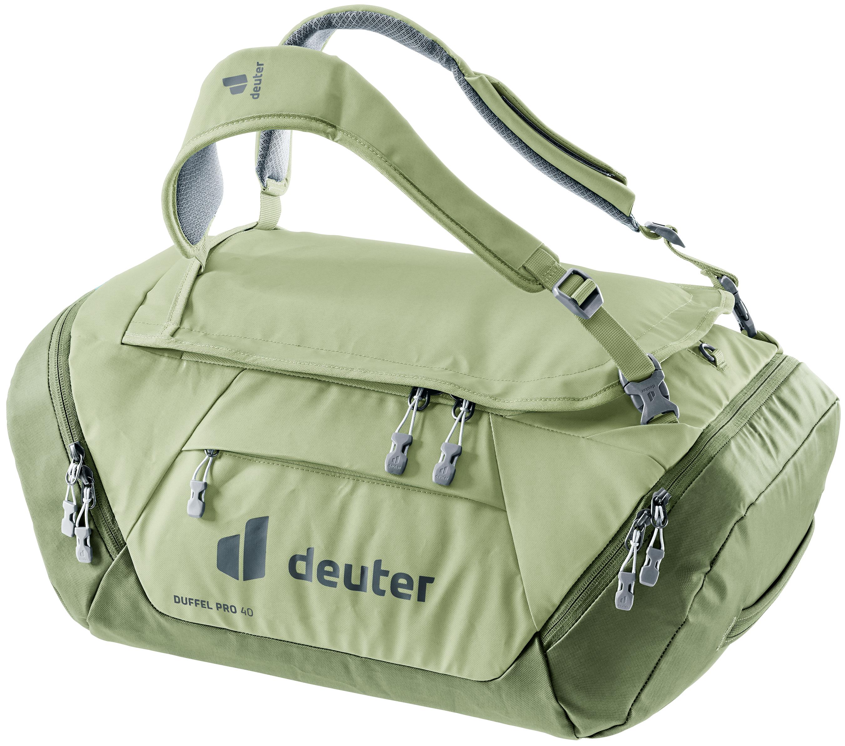 Reisetasche DEUTER "DUFFEL PRO 40 L", Damen, Gr. B/H/T: 52cm x 22cm x 35cm, grün (mineral, grove), Polyester, Taschen Reisetasche, aus Polyester, 40 Liter Volumen, für Erwachsene, sportlicher Stil