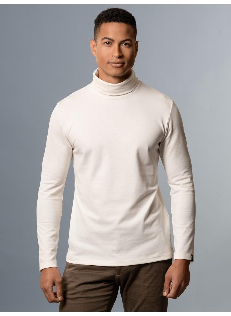 Rollkragenshirt TRIGEMA "TRIGEMA Rollkragenshirt", Herren, Gr. L, beige (natur), Feinstrick, 95% Baumwolle, 5% Elastan, Basic, normal, ohne Ausschnitt, Shirts Rollkragenshirt