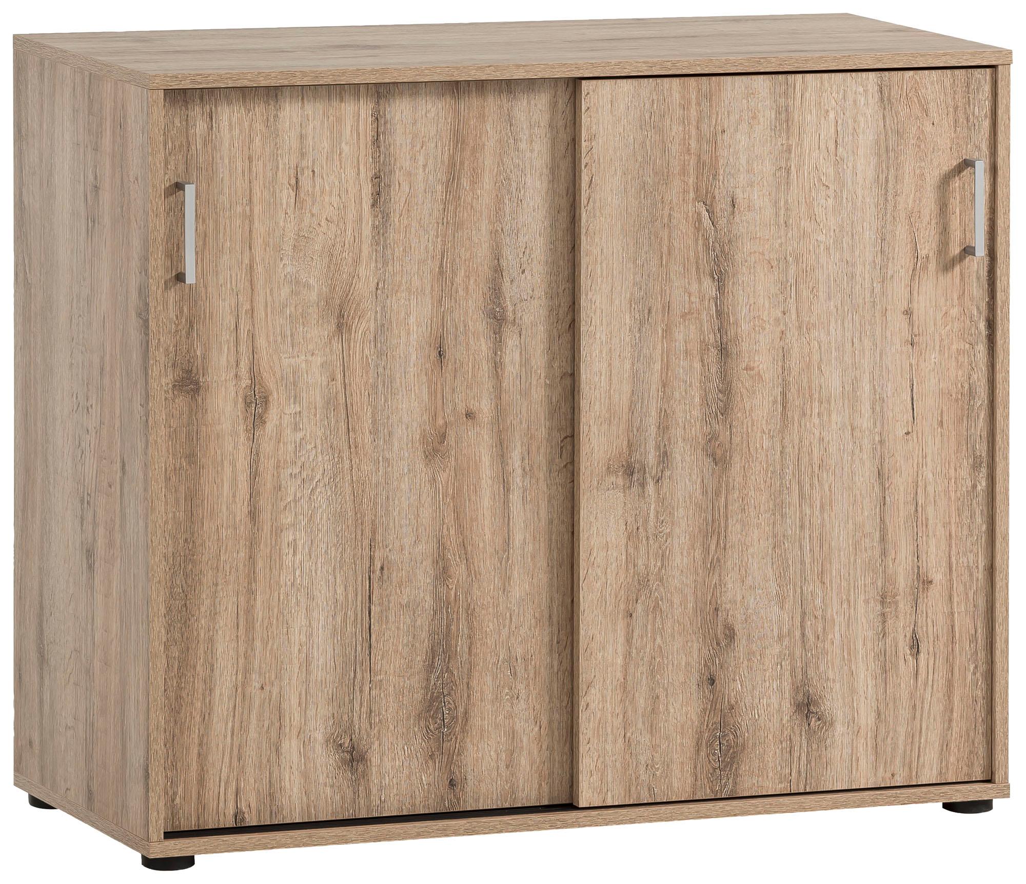 Aktenschrank WELLTIME "Baku", braun (wildeichefarben), B:100,1cm H:83,6cm T:41cm, FSC-zertifizierter Holzwerkstoff, Schränke, Aktenschrank, 100x63 cm, Schiebetüren, Made in Germany