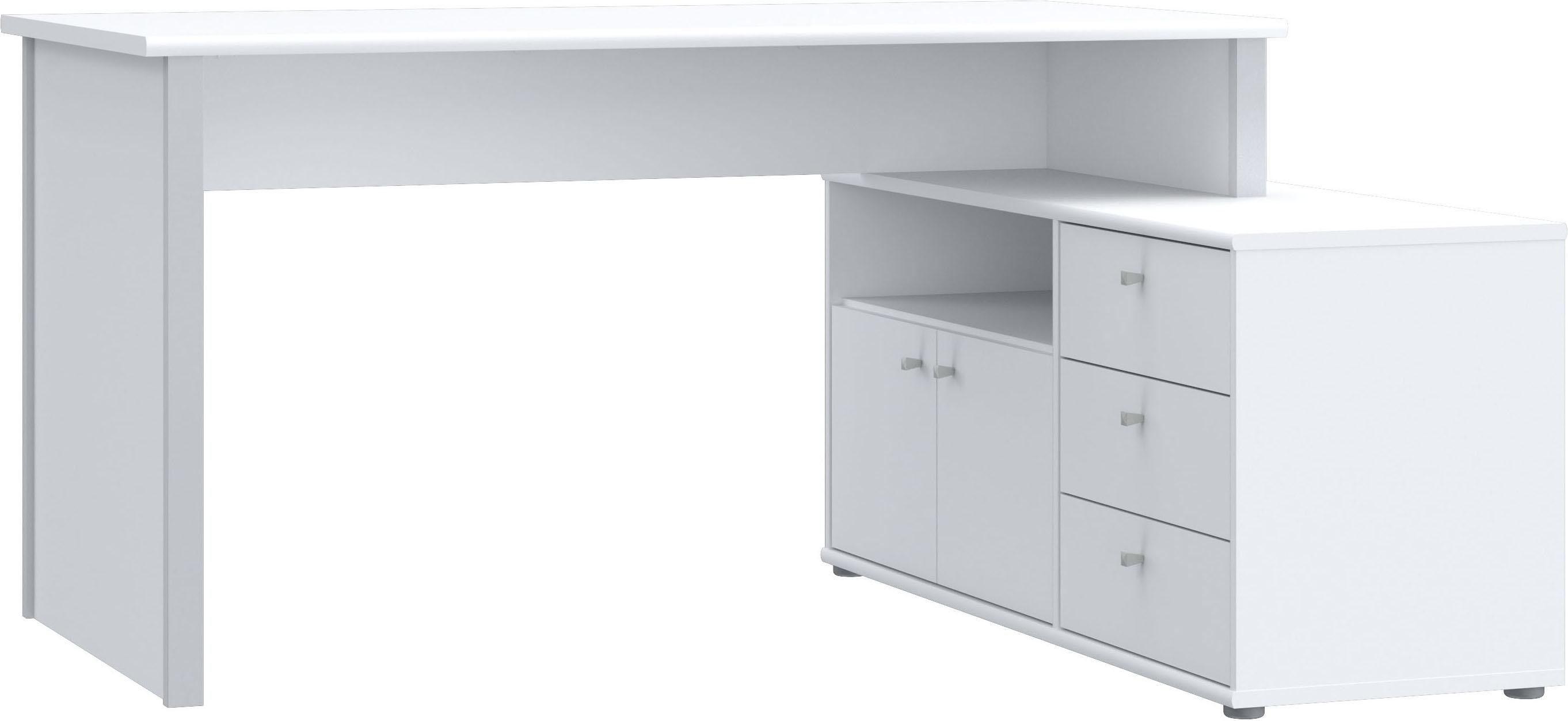 Eckschreibtisch FORTE "Tempra", weiß (weiß, weiß, weiß), B:151,4cm H:74,9cm T:120,6cm, Tische, Eckschreibtisch, viel Stauraum, Breite 151 cm