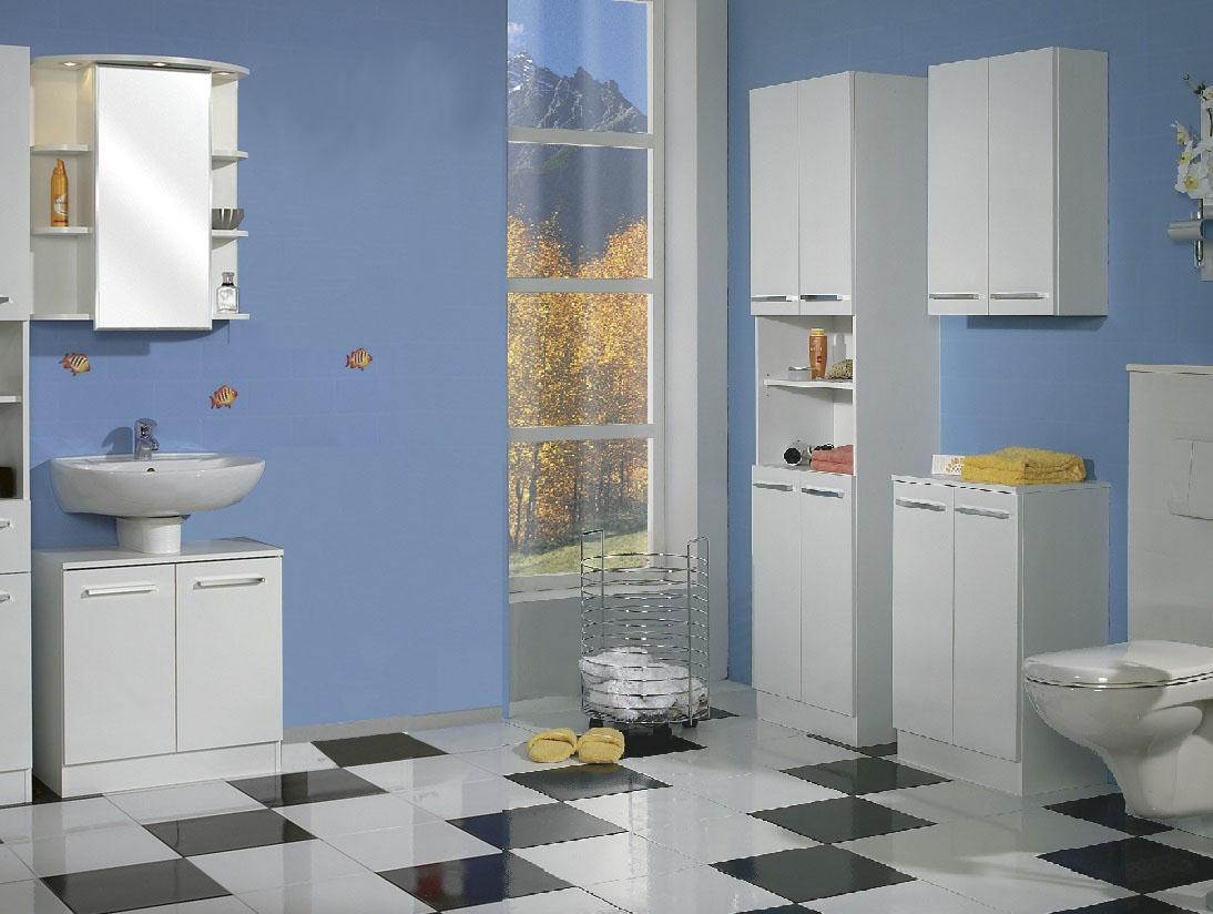 Badmöbel-Set SAPHIR "Quickset 335 5-teilig, Waschbeckenunterschrank mit LED-Spiegelschrank", weiß (weiß, weiß glanz), Kastenmöbel-Sets, Badmöbel-Set, Hochschrank, Unterschrank, Hängeschrank, inkl. Türdämpfer, 11 Türen