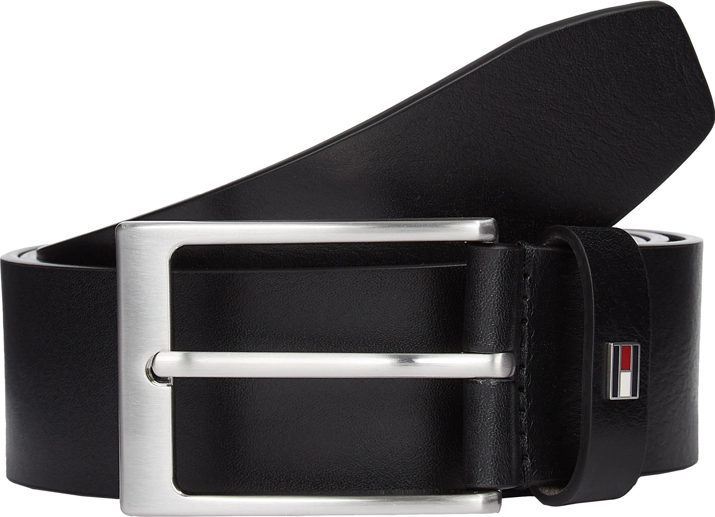 Ledergürtel TOMMY HILFIGER "LAYTON 4.0 cm breit", Herren, Gr. 80, schwarz, Rindsleder, unifarben, Gürtel Ledergürtel, Größenverstellbar