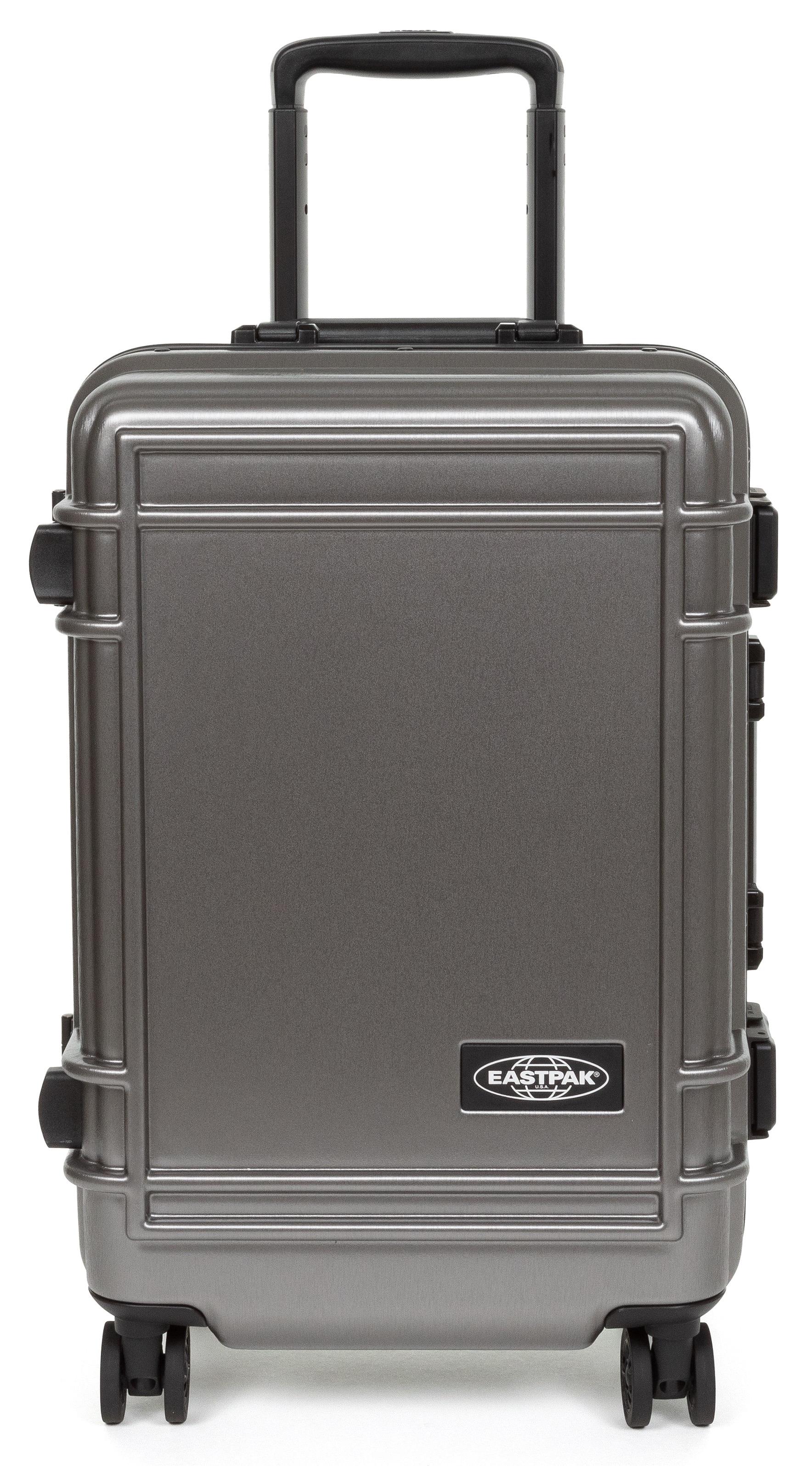 Hartschalen-Trolley EASTPAK "RESIST'R CASE S BRUSHED METAL mit 30 Jahren Garantie", Damen, Gr. B/H/T: 35cm x 55cm x 23cm 34 l, silber, Polycarbonat, metallic, festlich, Koffer Hartschalen-Trolley, Reisegepäck Handgepäck-Koffer TSA-Zahlenschloss