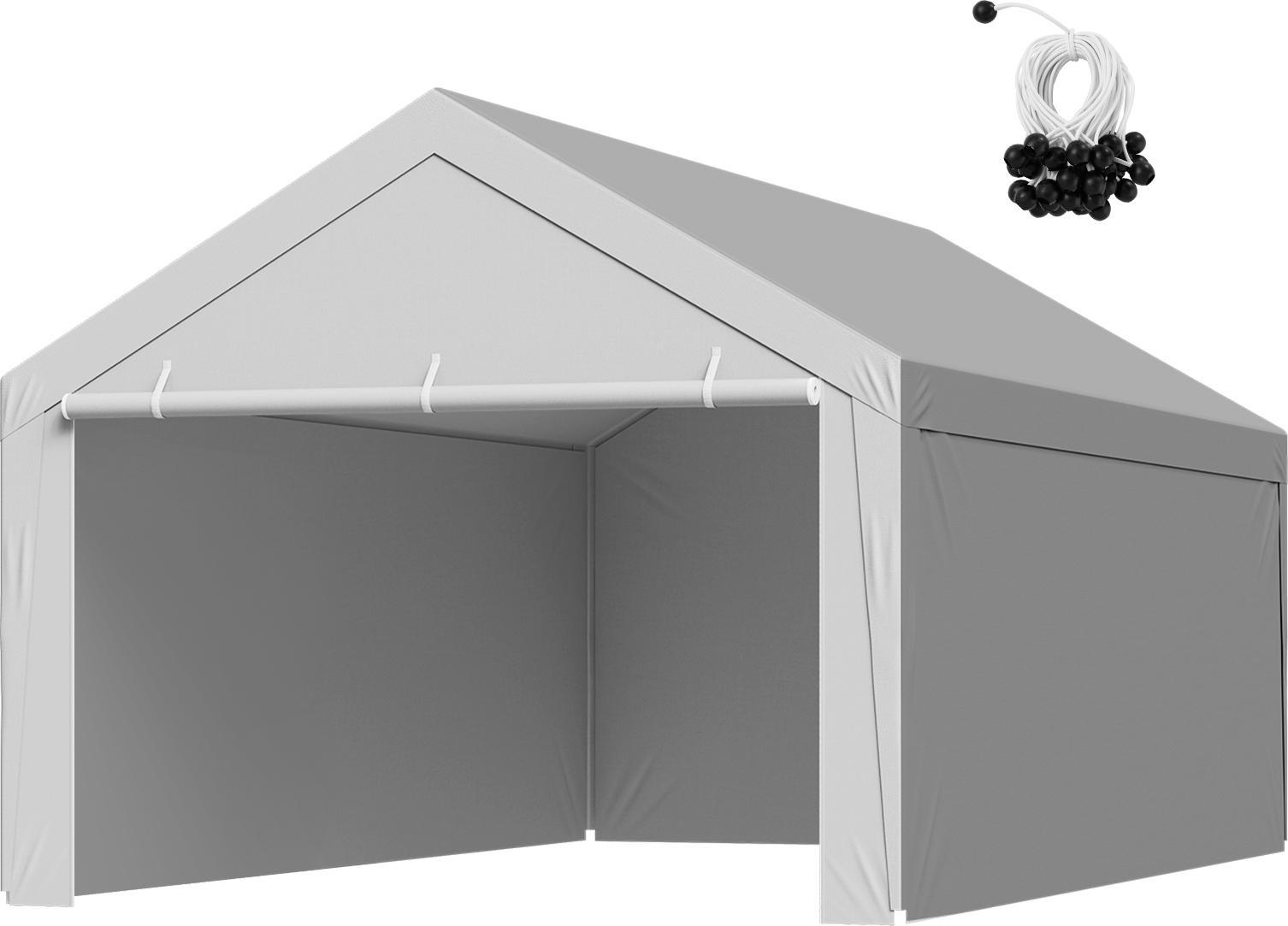 Tetto Di Ricambio Per Auto Vevor, 6,09 X 3,96 M, Telo Per Garage Portatile Con Pareti Laterali, Resistente Ai Raggi Uv, Telo Per Tettoia Per Auto, Grigio, Telaio Non Compreso Nella Fornitura