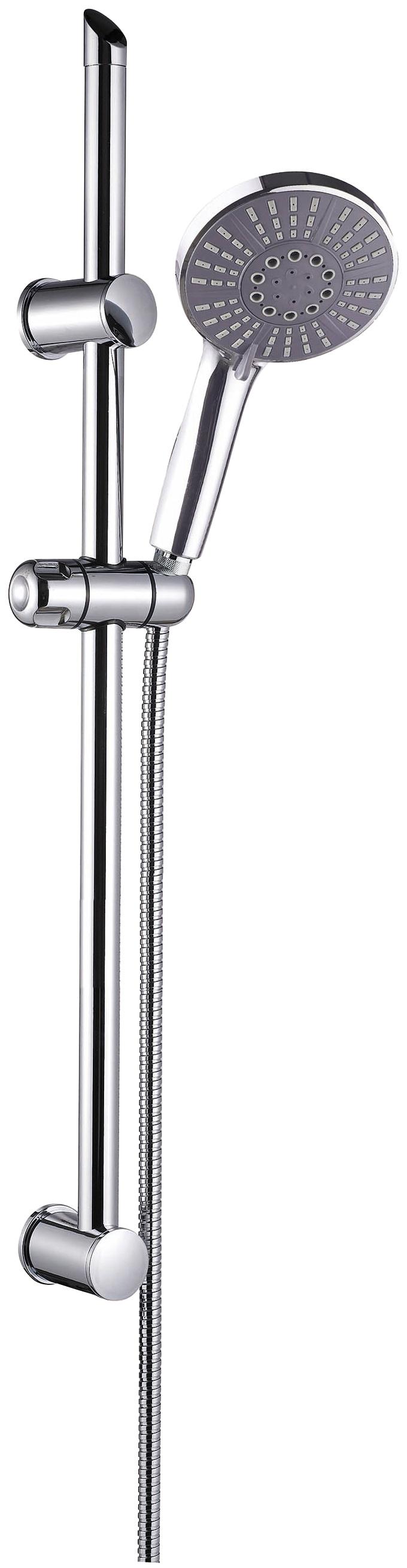 Brausegarnitur SCHÜTTE "Adria", grau (chrom), H:70cm, Kunststoff, Metall, Brausegarnituren, Brausegarnitur, Duschkopf mit Schlauch und Halterung, Handbrause mit 5 Funktionen