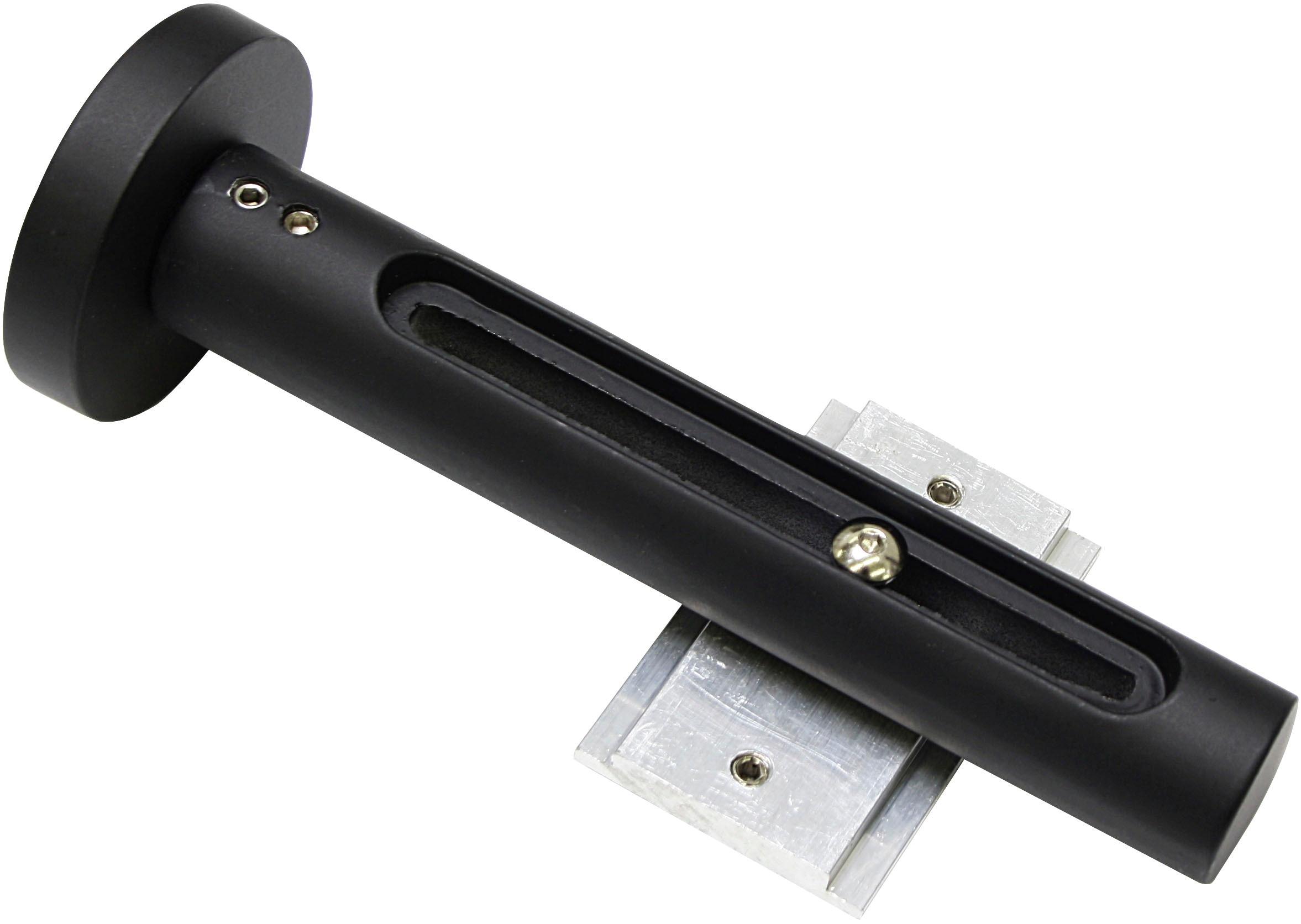 Gardinenstangenhalter GARDINIA "Wandträger 3-läufig" Gr. 1, schwarz (schwarz, matt), B:1,5cm L:5,5cm, Gardinenstangenhalterungen, Gardinenstangenhalter, Serie Flächenvorhang-Technik Atlanta 3-läufig