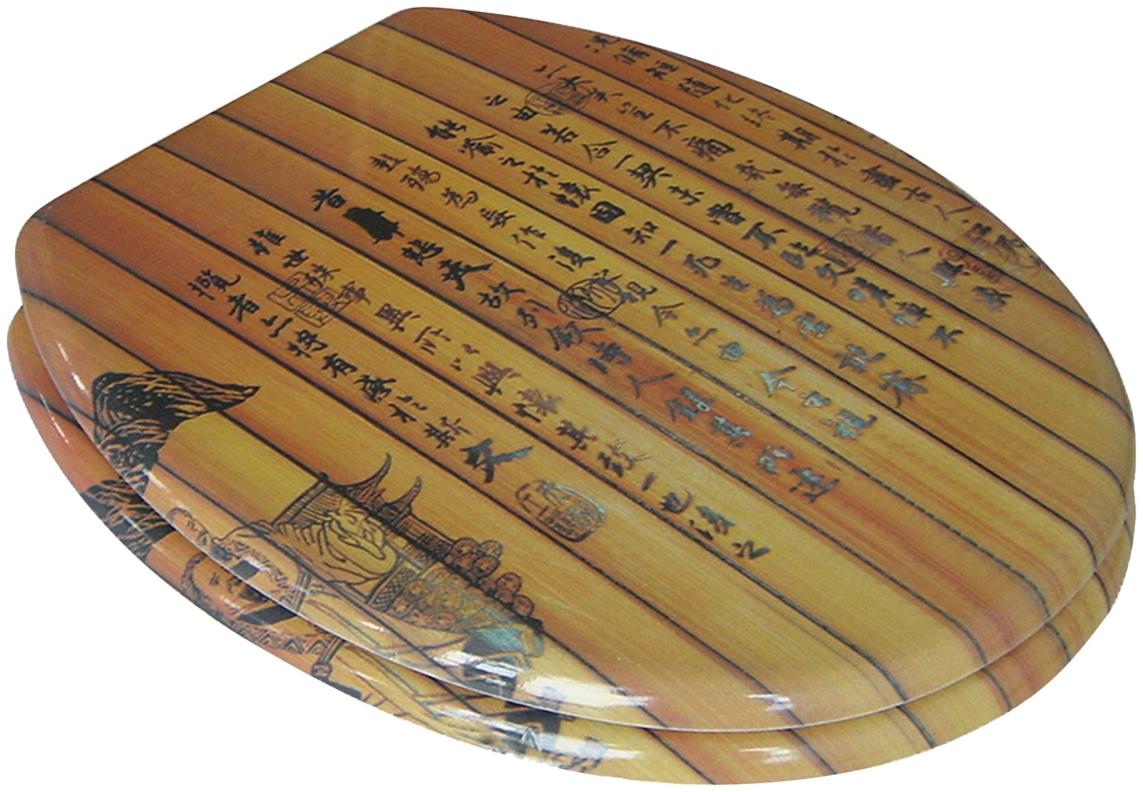 WC-Sitz ADOB "Chinesische Schrift", bunt, WC-Sitze, WC-Sitz, mit messingverchromten Scharnieren