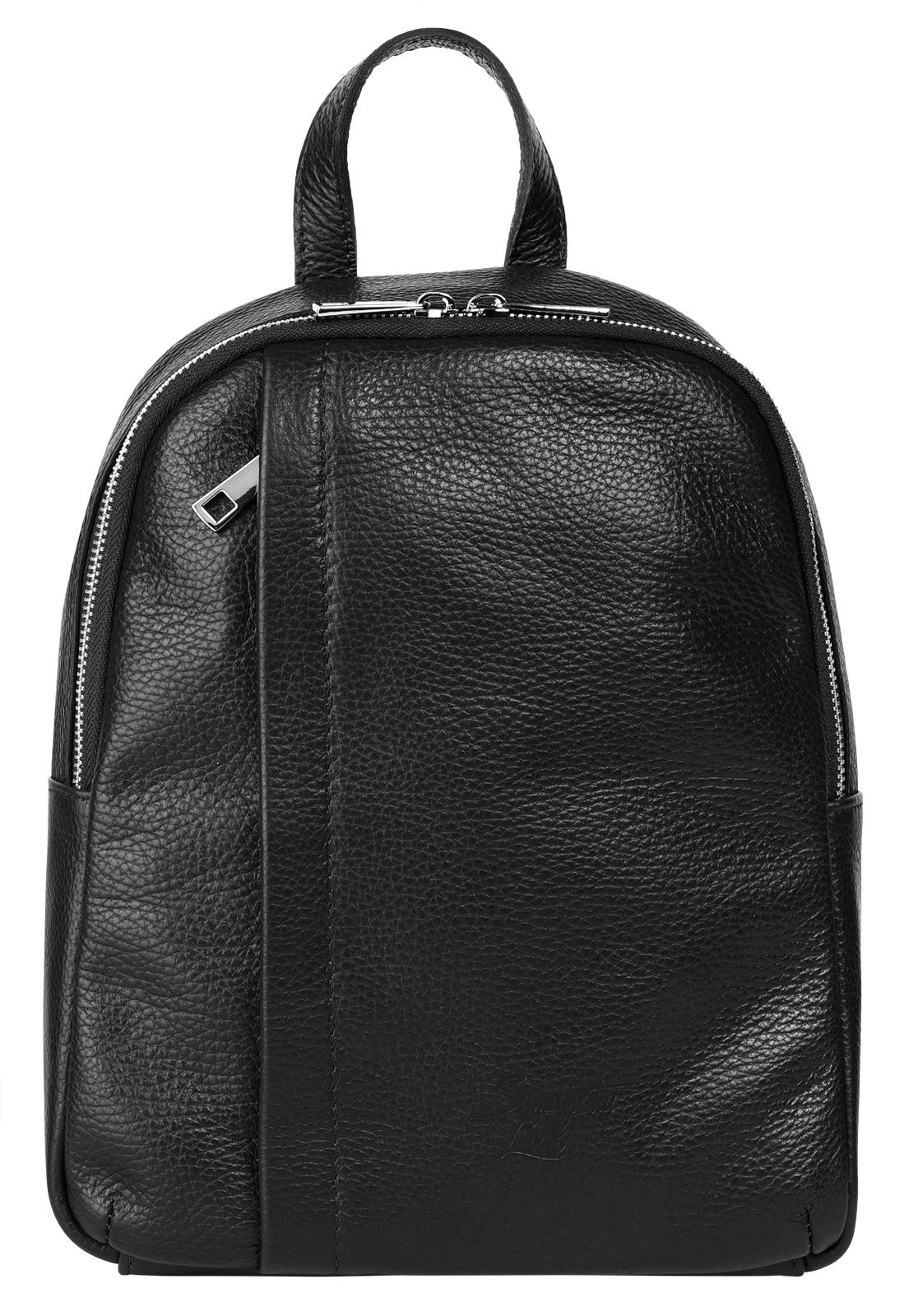 Cityrucksack SAMANTHA LOOK, Damen, Gr. B/H/T: 29cm x 9cm, onesize, schwarz, Leder, Rindsleder, Rucksäcke Cityrucksack, Echt Leder, Made in Italy