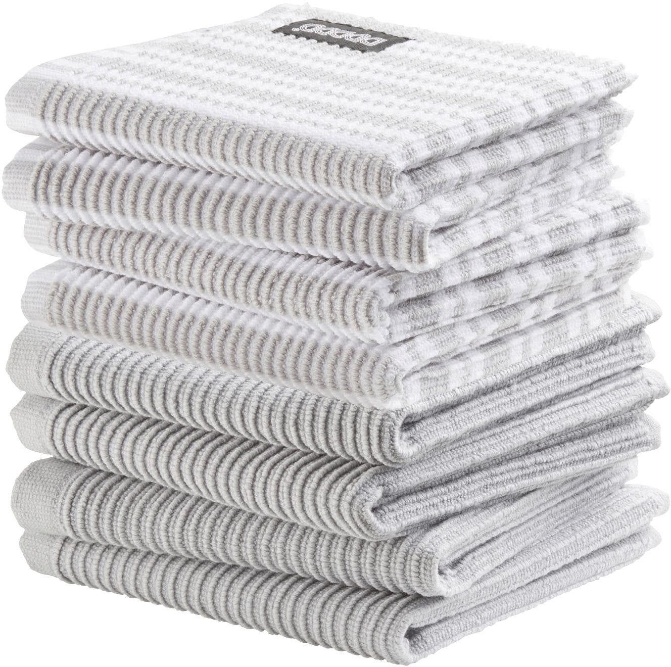 Spültuch DDDDD "Basic-Classic", grau (hellgrau), B:30cm L:30cm, 100% Baumwolle, Geschirrtücher, Spültuch, Combiset: 4 Basic & 4 Classic