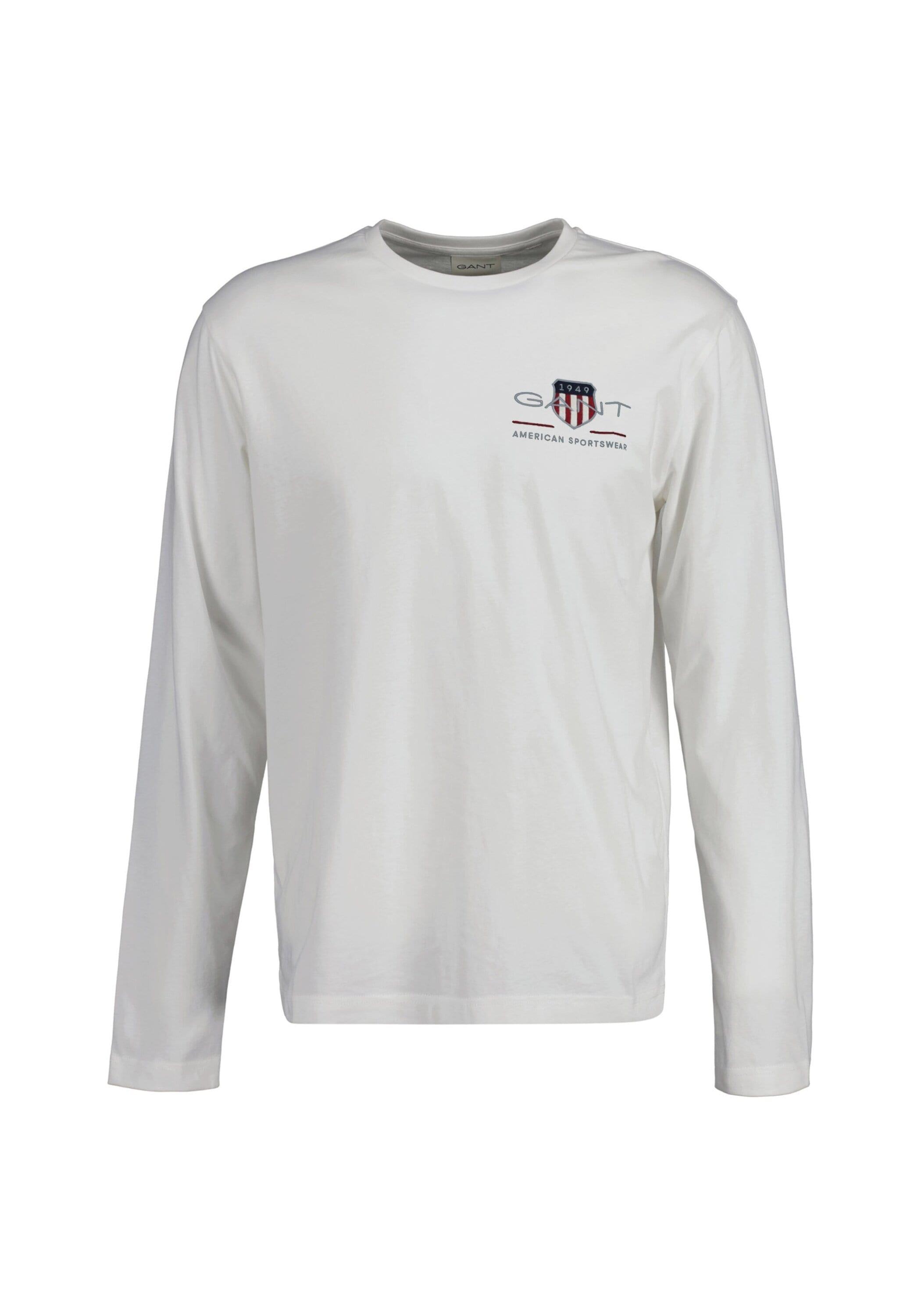 Longsleeve GANT "Longsleeve REGULAR MEDIUM ARCHIVE SHIELD 1er Pack", Herren, Gr. M, weiß, Obermaterial: 100% Baumwolle CO., Shirts Longsleeve