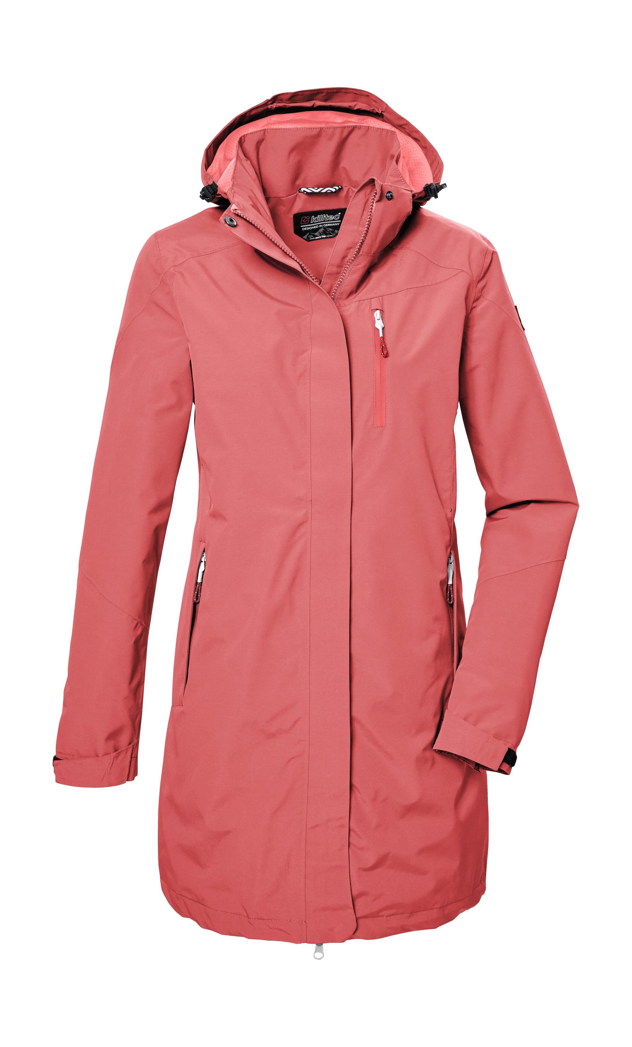 Parka KILLTEC "KOS 30 WMN PRK", Damen, Gr. 38, rot (hellrot), Obermaterial: 100% Polyester;Futter: 100% Polyester, Jacken Parka, Funktionsparka: wasser- und winddicht, atmungsaktiv, abnehmbare Kapuze