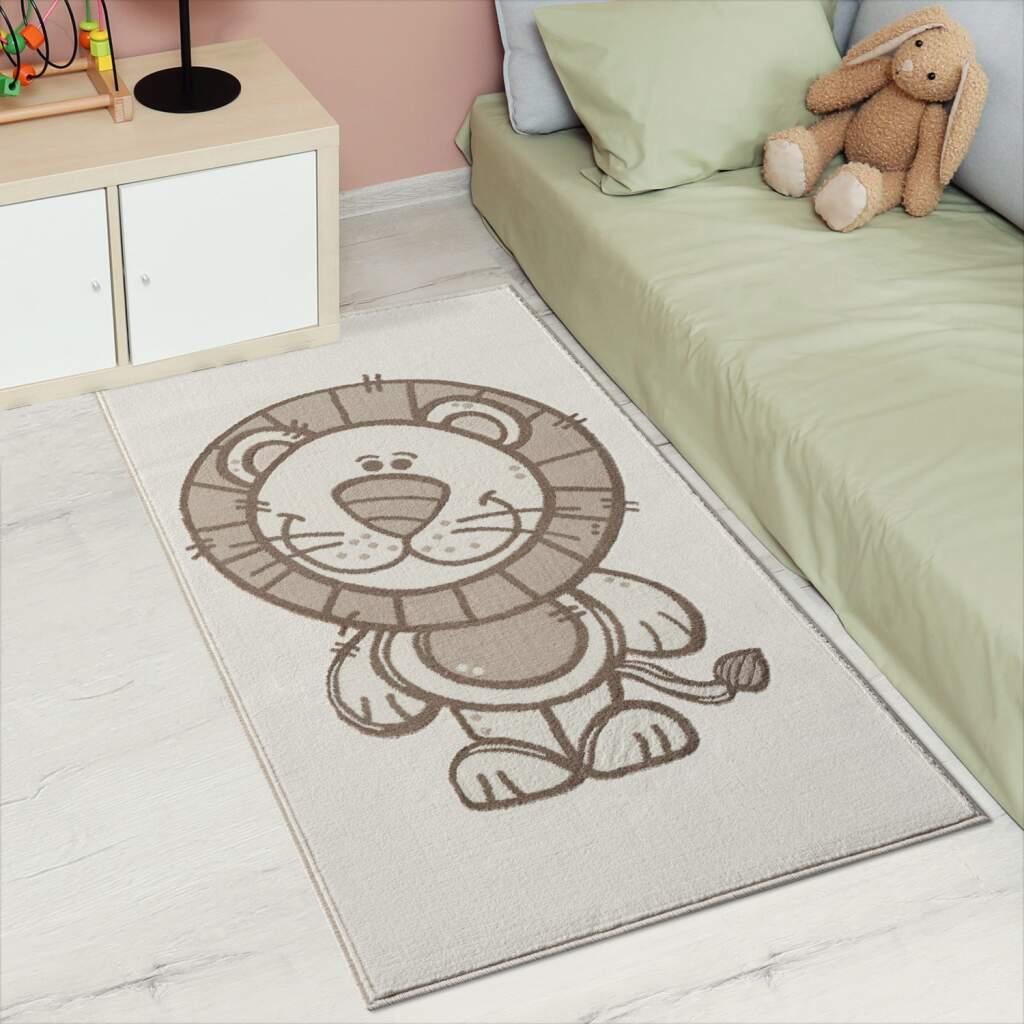 Kinderteppich CARPET CITY "MARA717", beige (creme), B:80cm H:11mm L:150cm, Obermaterial: 70% Polypropylen, 30% Polyester, Teppiche, Kinderteppich, Kinderzimmer, Kurzflor,robust,Tiere, Spielzimmer