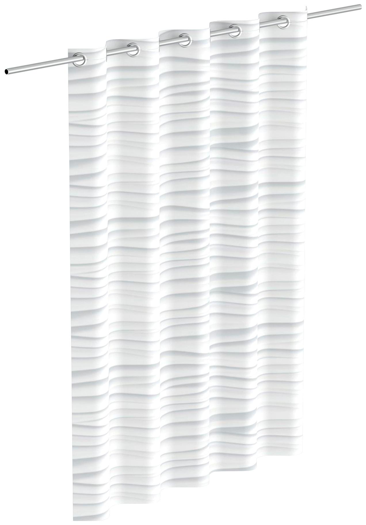 Duschvorhang EISL "White Wave", weiß (weiß wave), B:180cm H:200cm, Polyester, Duschvorhänge, Duschvorhang, waschbarer Antischimmel Textil Vorhang (Höhe 200 cm)