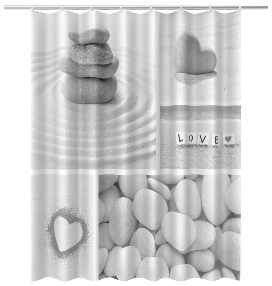 Duschvorhang ADOB, grau (weiß, grau), B:180cm H:200cm, Polyester, Duschvorhänge, Duschvorhang, Höhe 200 cm