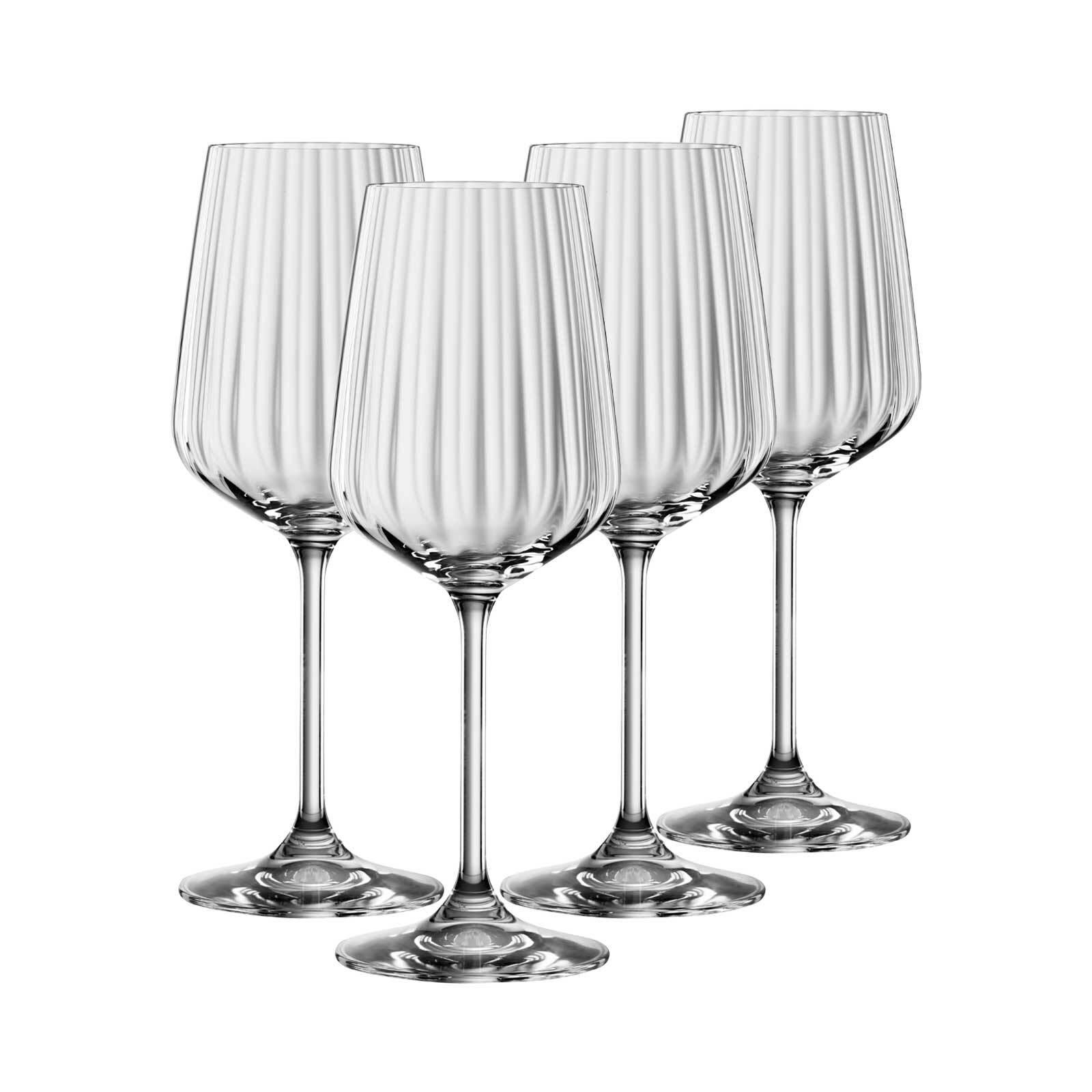 Weißweinglas SPIEGELAU "Weißweingläser Lifestyle 440 ml 4er Set transparent", bunt (transparent), Glas, Trinkgefäße, Weißweinglas