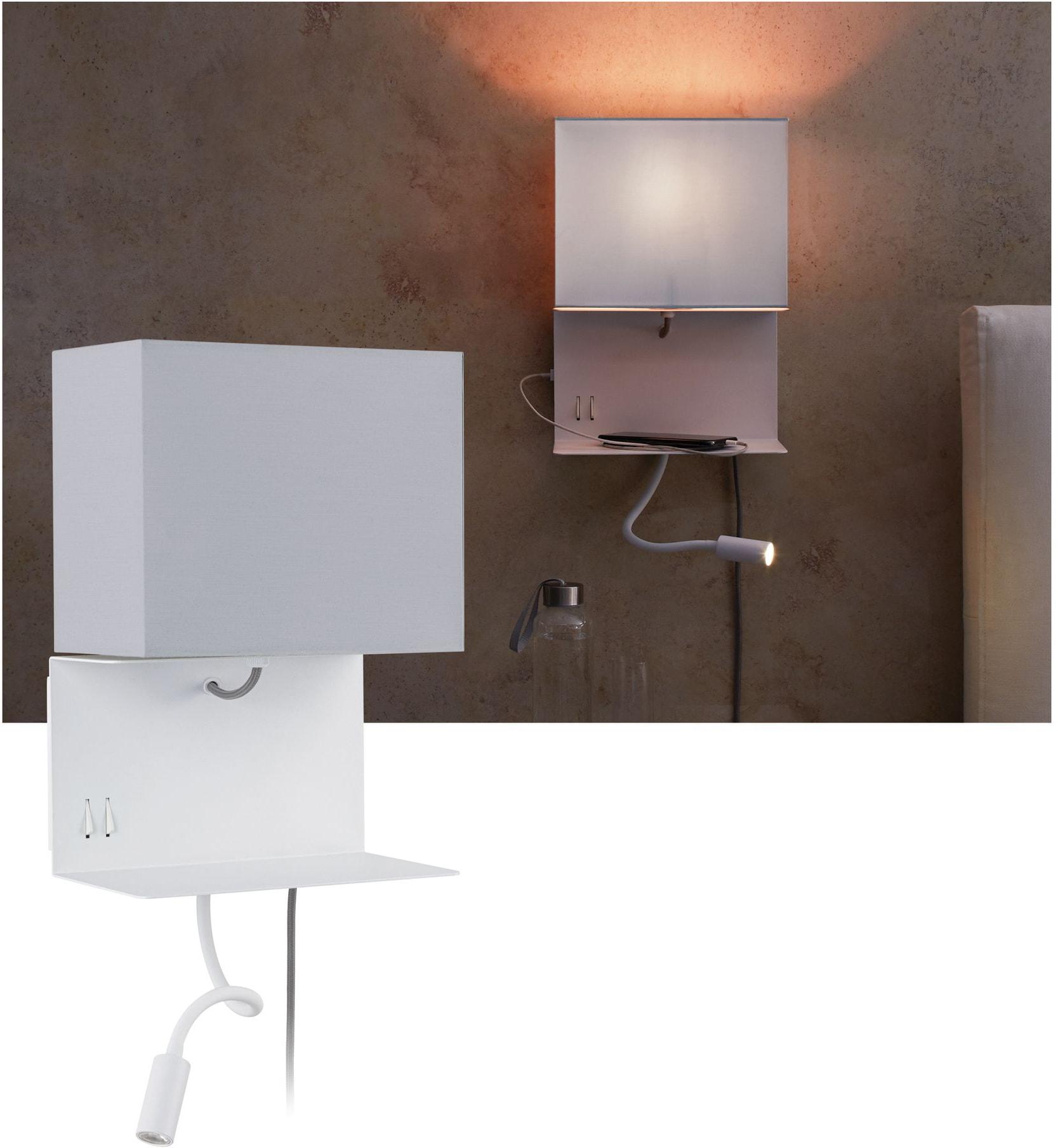 PAULMANN LED Wandleuchte "Merani Grau/Weiß max 1x40W/3W E27 Stoff/Metall", grau (grau, weiß), 2, H: 35,5cm, 1 Stk., Leuchten, E27, LED Wandleuchte
