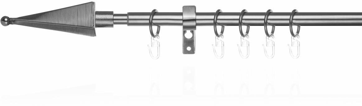 Gardinenstange LICHTBLICK ORIGINAL "Gardinenstange Pyramide, 16 mm, ausziehbar 130 - 240 cm", silber (edelstahlfarben), L:130cm Ø:16mm, Metall, Gardinenstangen, Gardinenstange, Einläufige Vorhangstange mit Ringen für Gardinen und Stores.