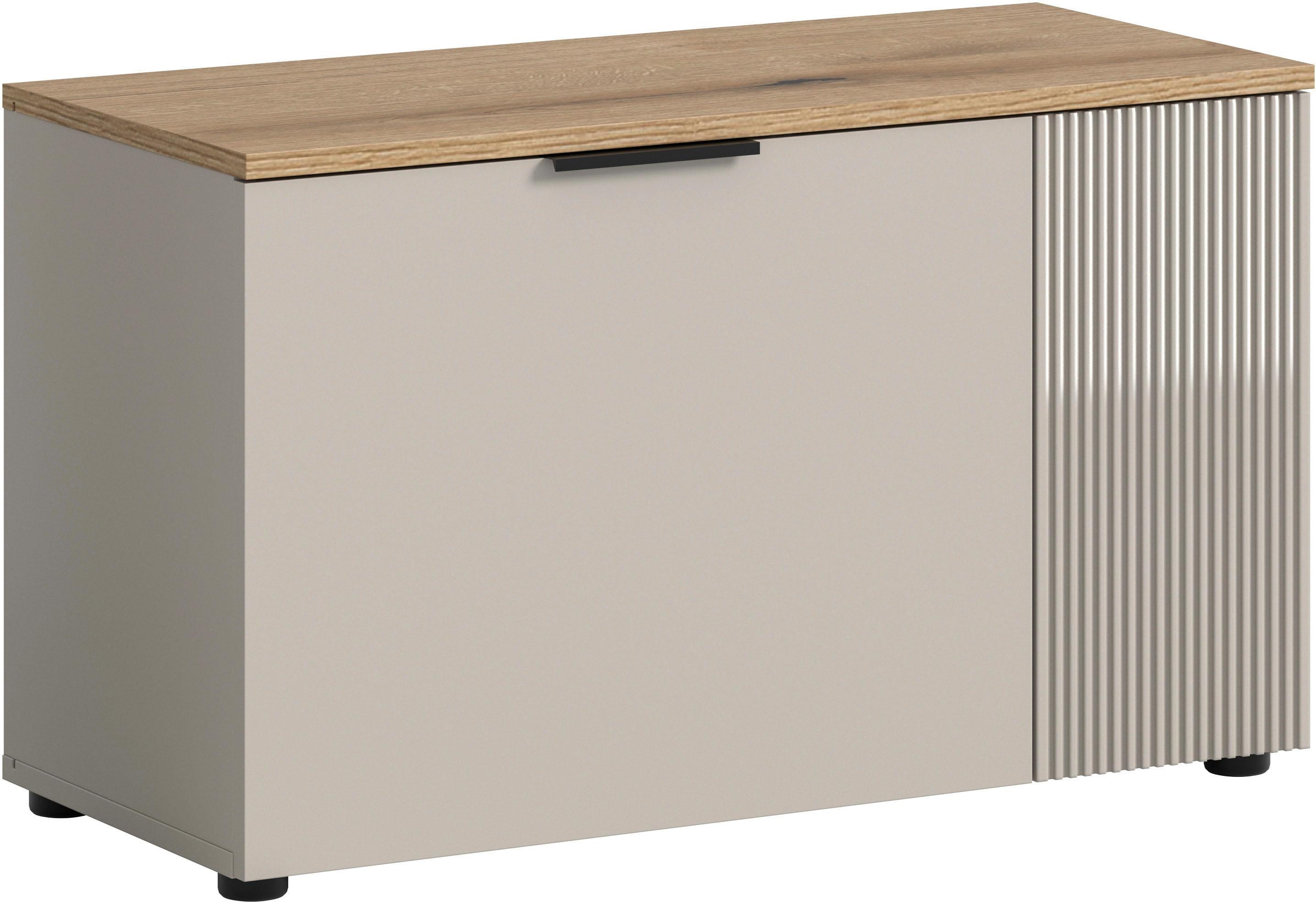 Sitzbank HOME AFFAIRE "EDIL, Breite 80cm, 2 Türen, 4 Fächer", kaschmir, evoke oak nachbildung, kaschmir, B:80cm H:48cm T:36cm, FSC-zertifizierter Holzwerkstoff, Sitzbänke, Sitzbank, Garderobenbank, Bank, Flurbank, Schuhbank, Dielenbank