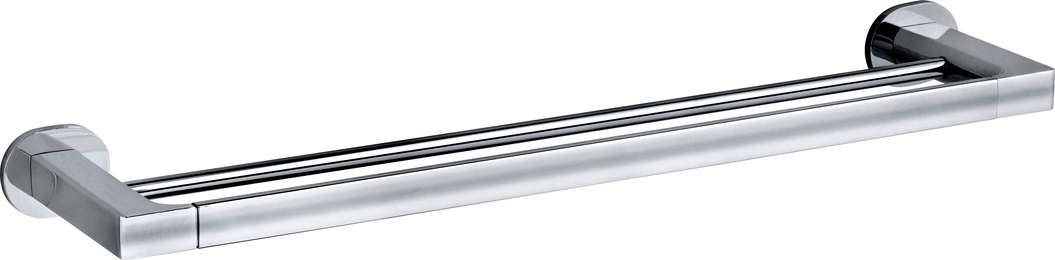 Handtuchstange WENKO "UV-Loc Maribor", grau (chromfarben), B:63cm H:5cm T:14cm, Zinkdruckguss, Handtuchhalter, Handtuchstange, befestigen ohne Bohren