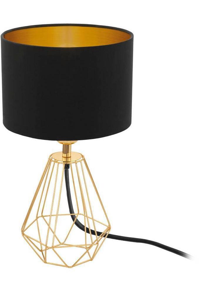 EGLO Tischleuchte "CARLTON 2", gold (gold, schwarz), 1, Ø 16,5cm H: 30,5cm, 1 Stk., Leuchten, Nachttischlampe, Vintage, Metall, Stoff, Drahtgeflecht, 30,5x16,5cm, Tischleuchte