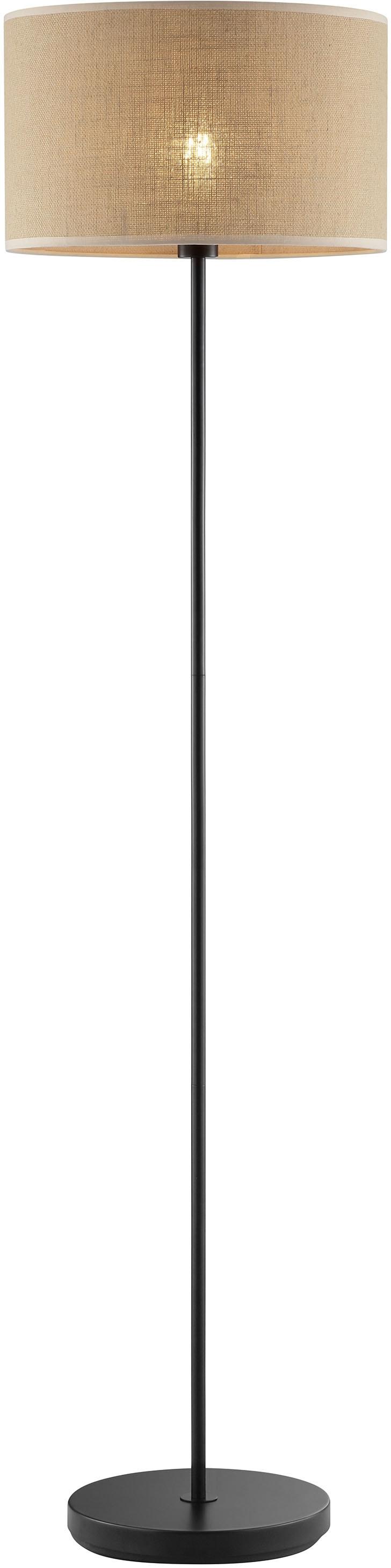 OTTO HOME Stehlampe "Mikka", beige (natur schwarz), 1, Ø 40cm H: 160cm, 1 Stk., Leuchten, mit Leinenstoffschirm, Höhe 160 cm, Ø 40 cm, Stehlampe