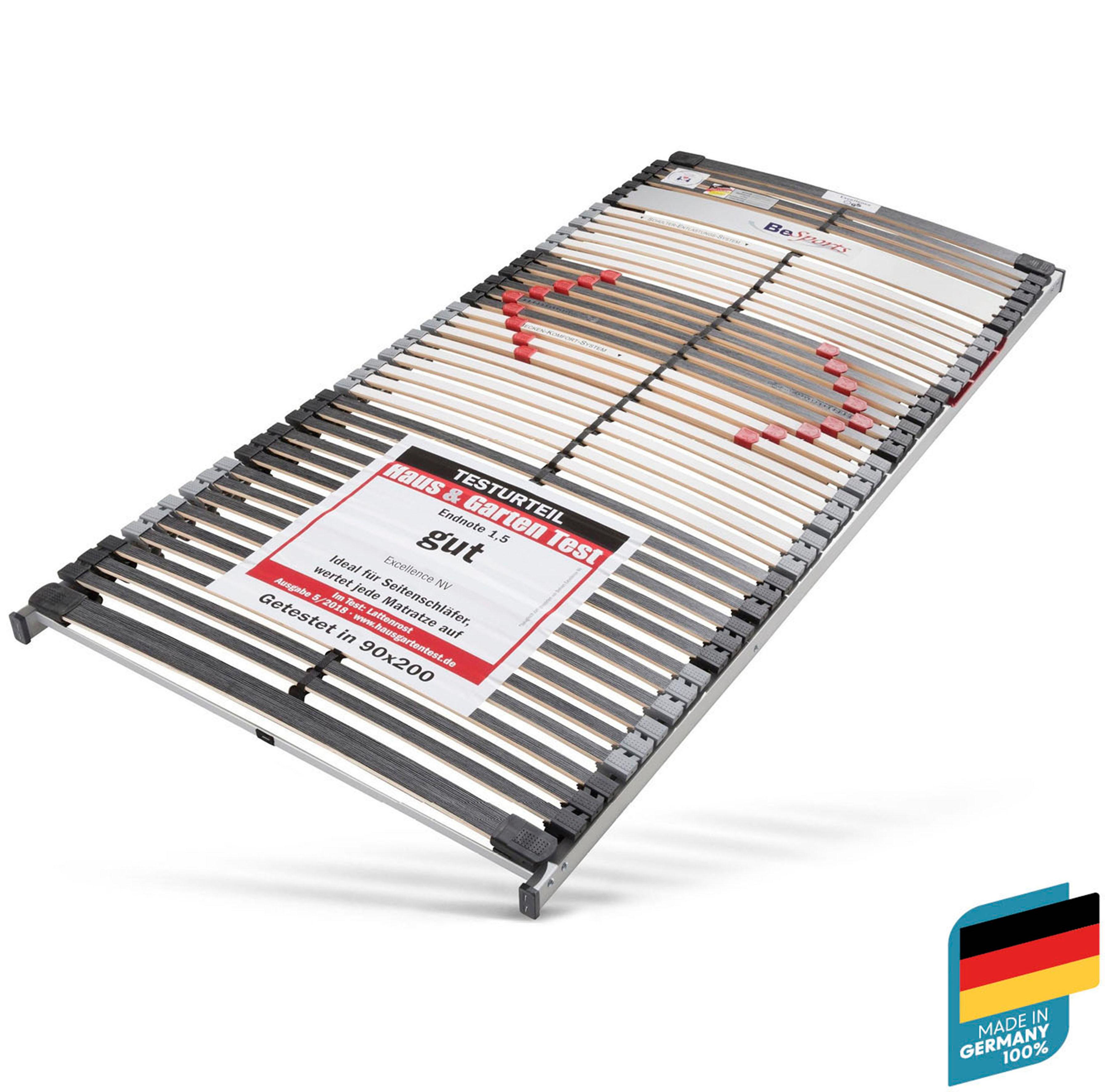 Lattenrost BESPORTS "Lattenrost Excellence NV, Lattenrost in 90x200 cm und weiteren Größen", schwarz (weiß, neutral), B:90cm H:8cm L:200cm, Lattenroste, Lattenrost, Lattenrost in 90x200 cm und weiteren Größen, komfortabler Lattenrost