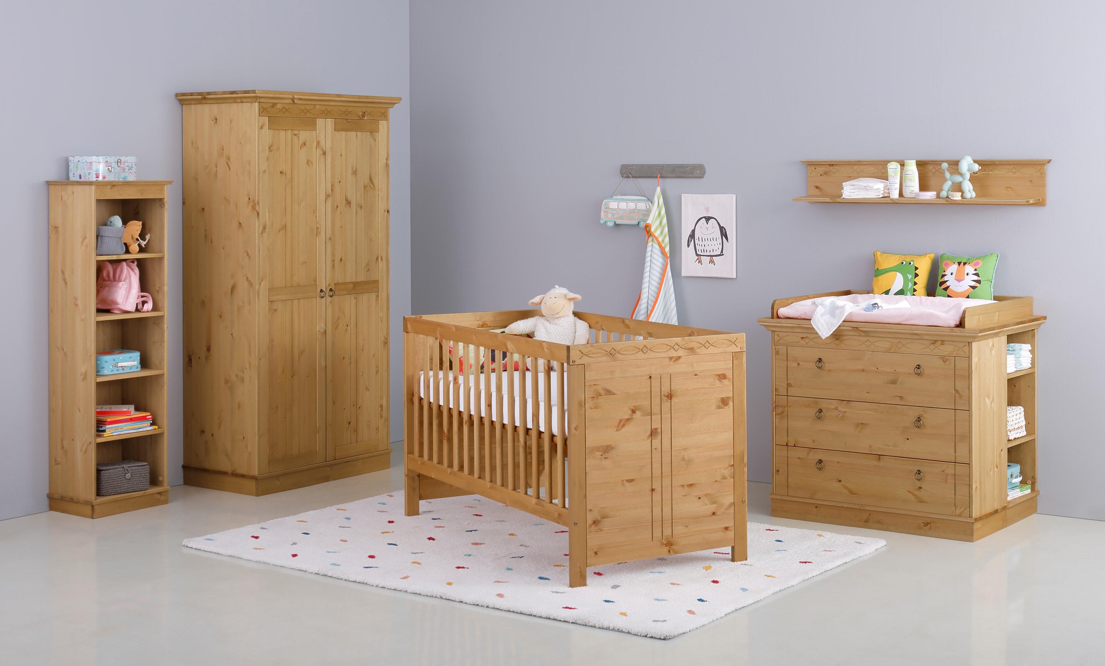Babyzimmer-Komplettset OTTO HOME "Indra, FSC zertifiziertes Massivholz, zum Jugendzimmer umgestaltbar", beige (natur), B:391cm H:187cm T:54cm, Massivholz, Schlafzimmermöbel-Sets, Babyzimmer-Komplettset