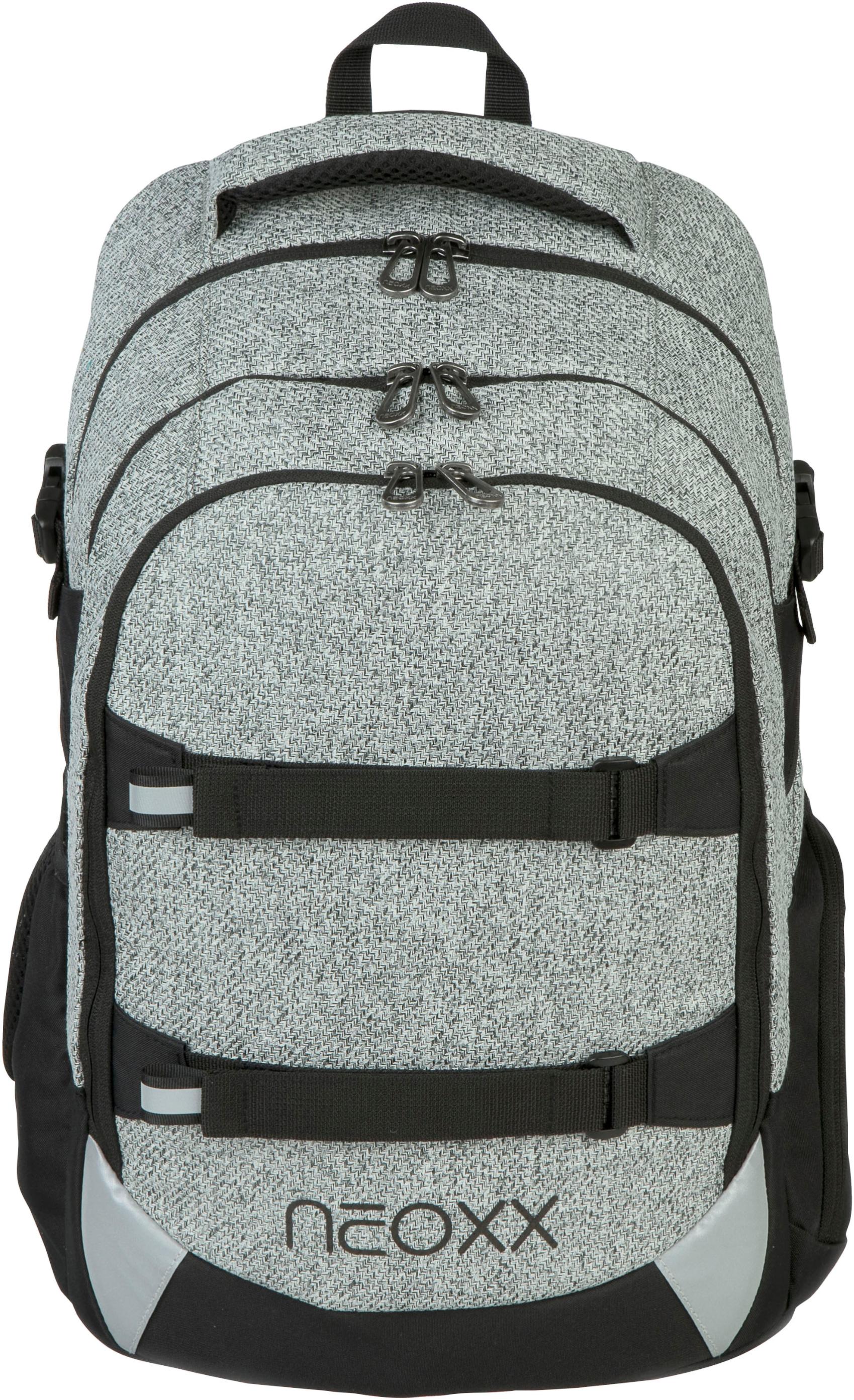 Schulrucksack NEOXX "Active Pro", Mädchen, Gr. B/H/T: 31cm x 45,5cm x 24cm, grau (wool fhe world), Polyester, Rucksäcke Schulrucksack