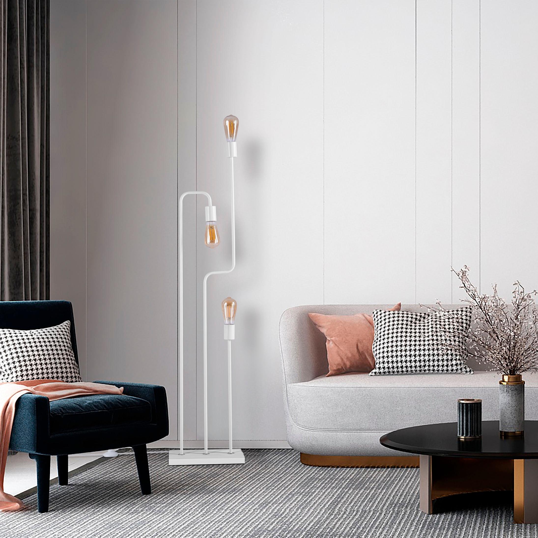 PACO HOME Stehlampe "GERALT", schwarz, H: 129cm, Leuchten, LED Stehlampe Wohnzimmer Schlafzimmer Esszimmer Büro Leselampe E27, Stehlampe