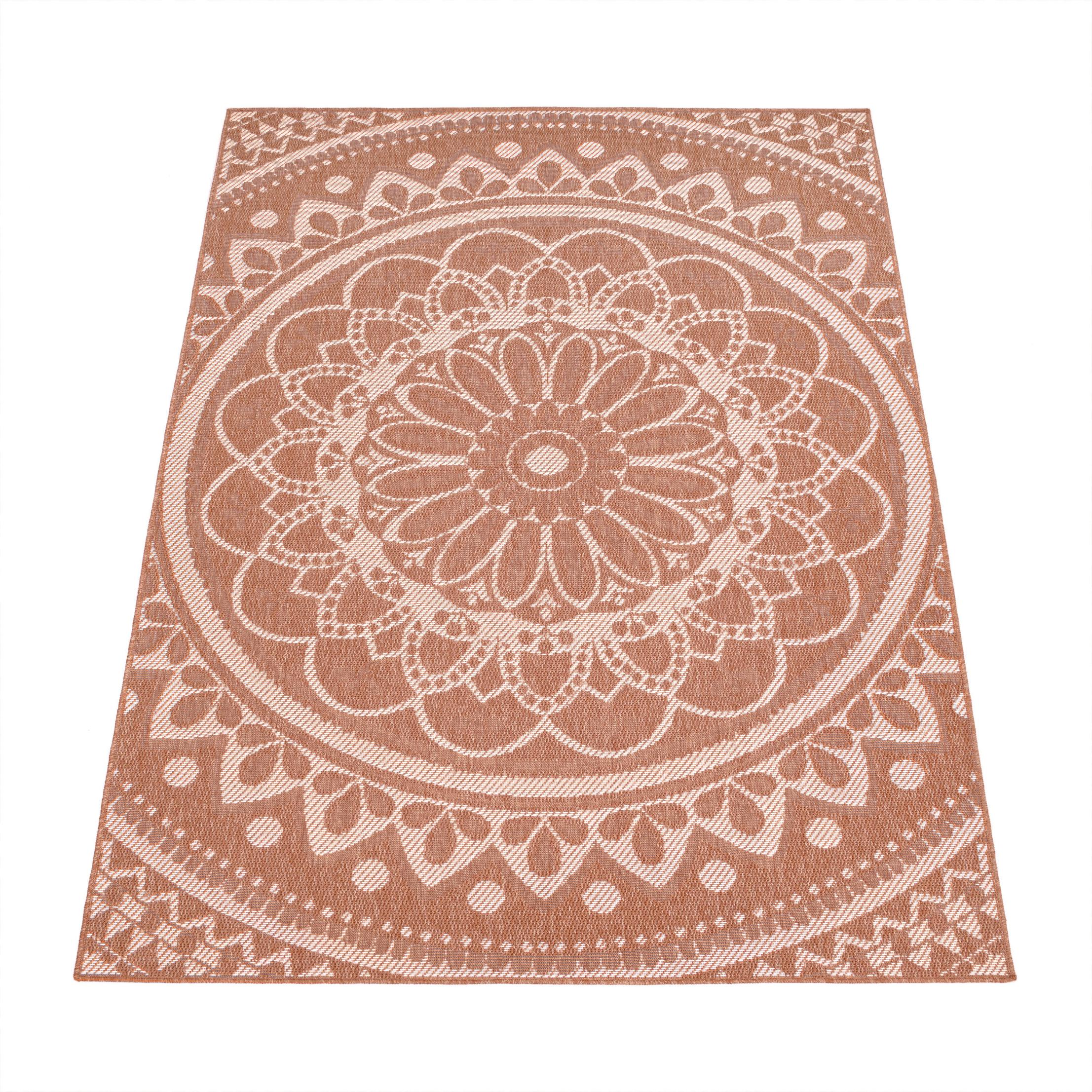 Teppich PACO HOME "Brescia 471", rot (apricot), B:200cm H:4mm L:280cm, Polypropylen, Teppiche, Teppich, Flachgewebe, modernes orientalisches Design, In- und Outdoor geeignet