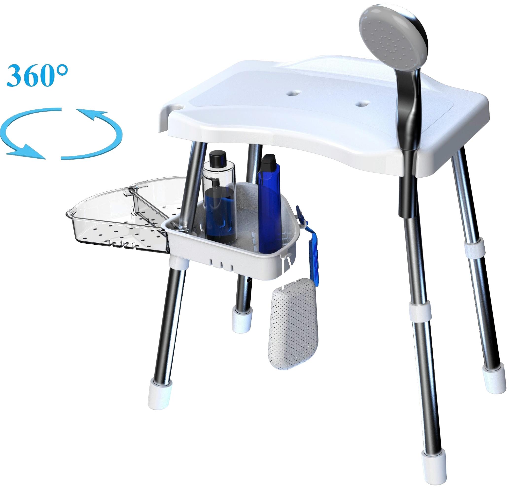 Dusch- und Badhocker BISCHOF "Tray Super", weiß, B:42cm T:30cm, Duschhocker, Dusch- und Badhocker, TÜV/GS geprüft