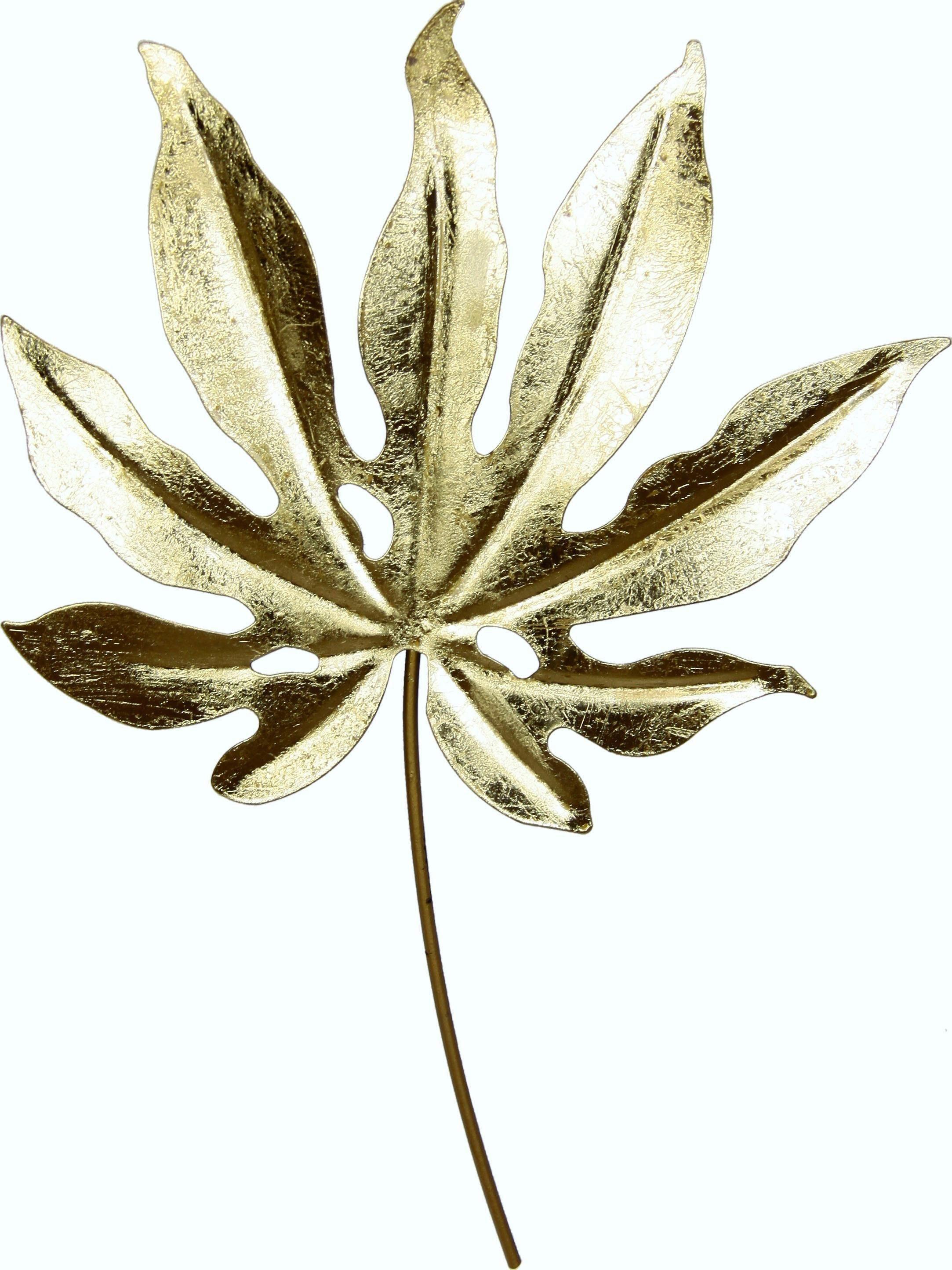 Wanddekoobjekt I.GE.A. "Metall-Blatt", gold (goldfarben), B:29cm H:42cm T:1cm, Metall, Wanddekoobjekte, Wanddekoobjekt, zum Hängen
