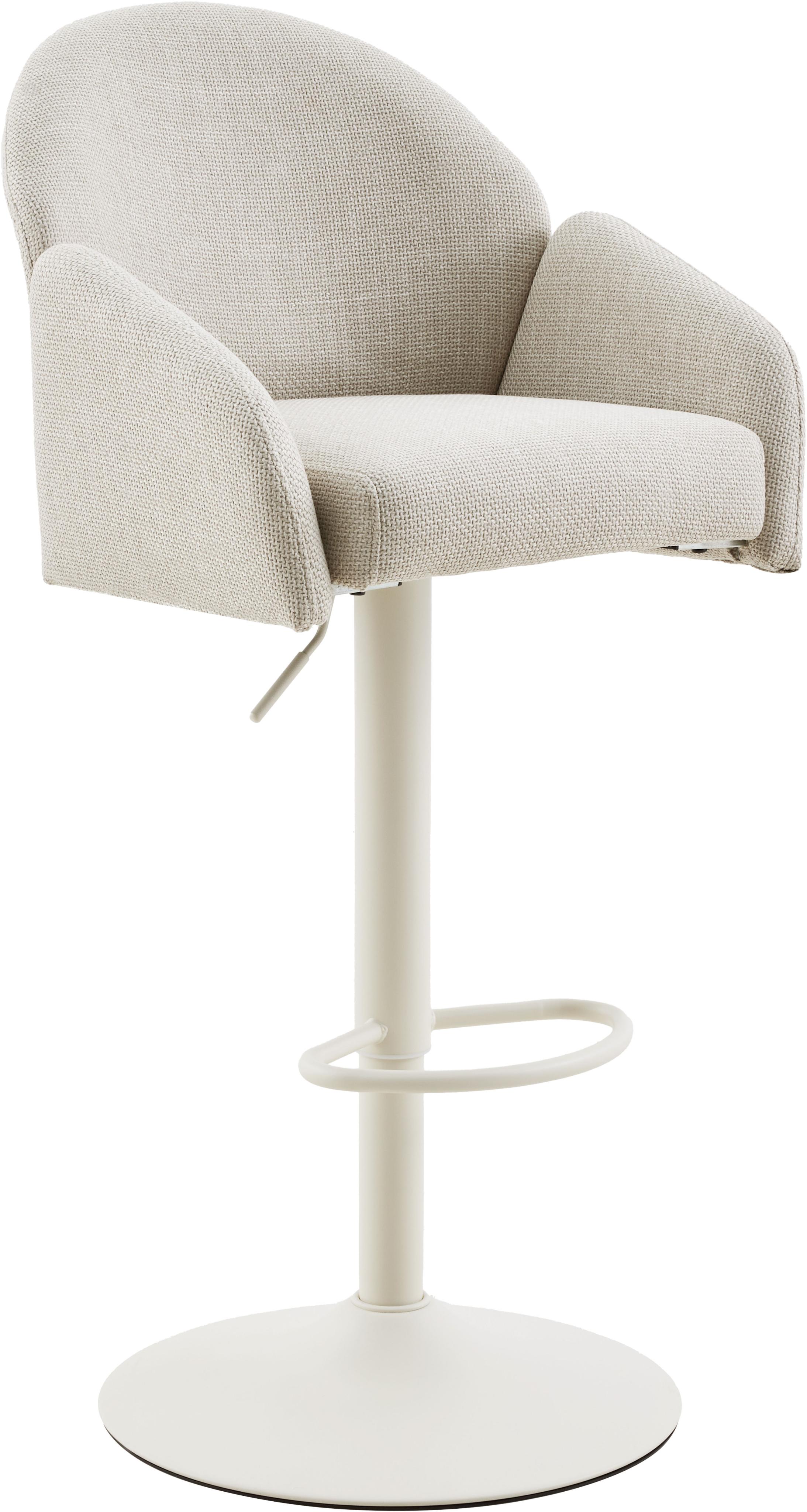Barhocker HELA "HOLLY", beige, creme, B:51,5cm H:96cm T:53cm, 100% Polyester, Hocker, Barhocker, 360 drehbar, Höhenverstellbar, Armlehnen, Gestell angepasst an Bezug