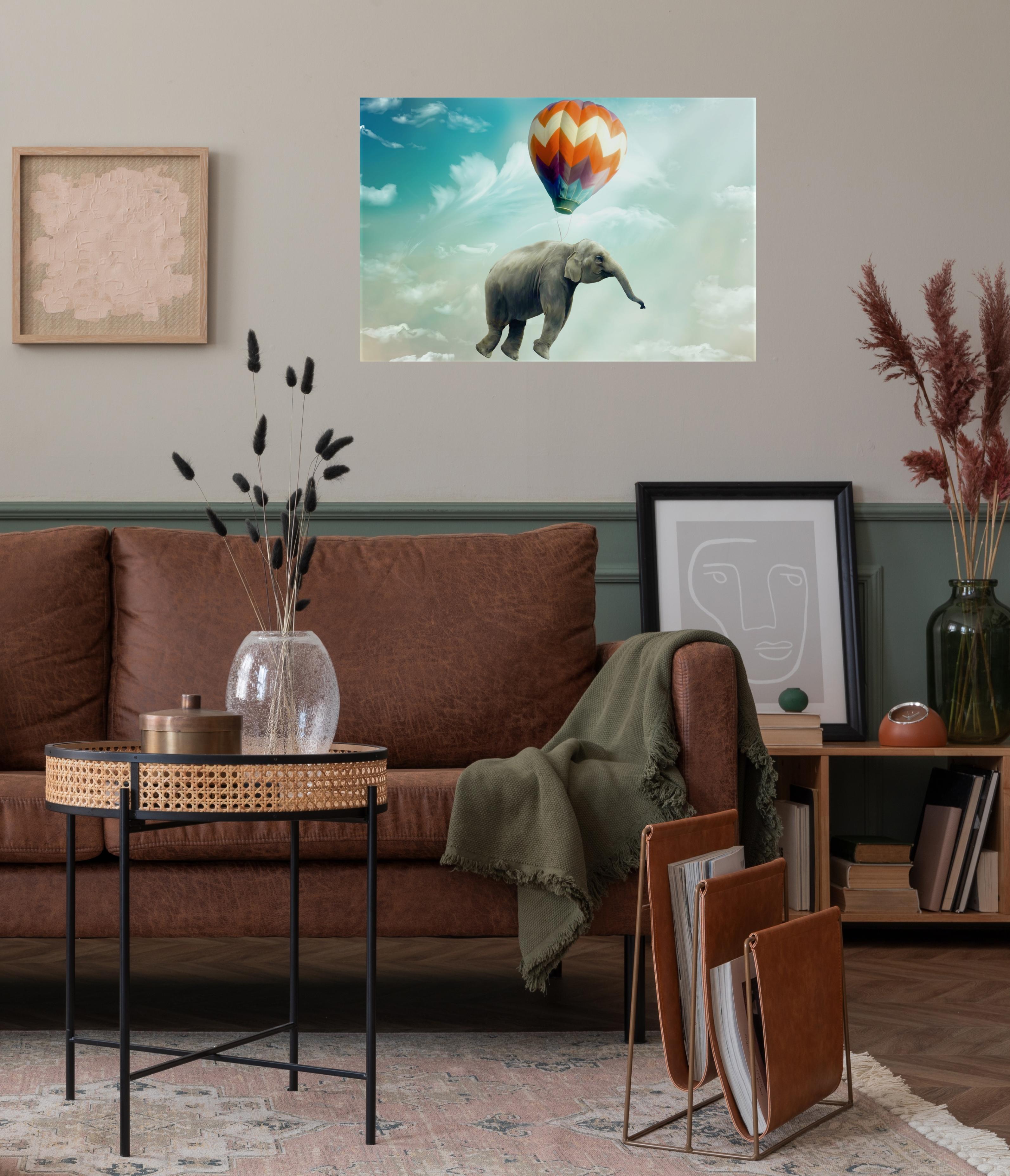 Wandsticker QUEENCE "Balloon", blau, B:120cm H:80cm T:0,1cm, Folie, Wandtattoos, Wandsticker, Selbstklebend, kinderleichte Anbringung