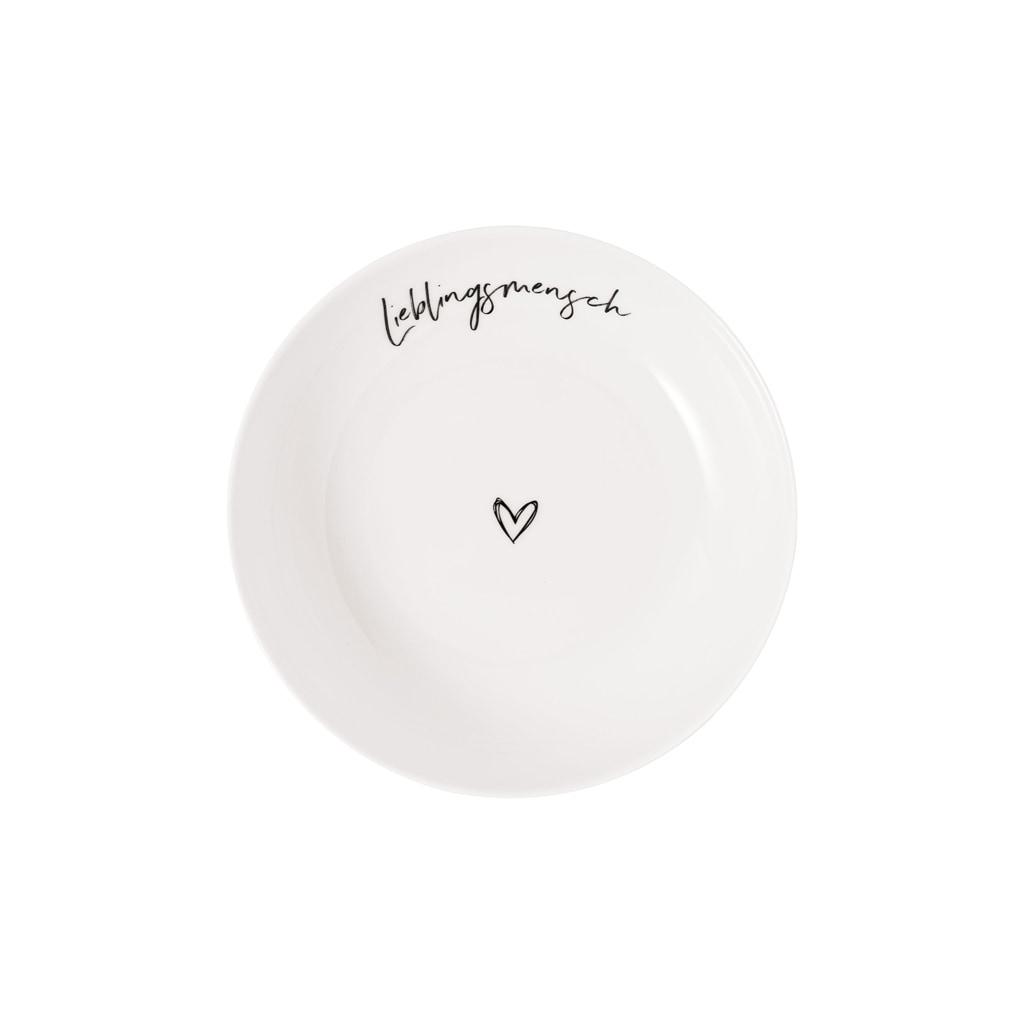 Schale VILLEROY & BOCH "Schale Lieblingsmensch Statement ø 18,7 cm weiß", weiß, L:18,7cm, Schüsseln, Schale