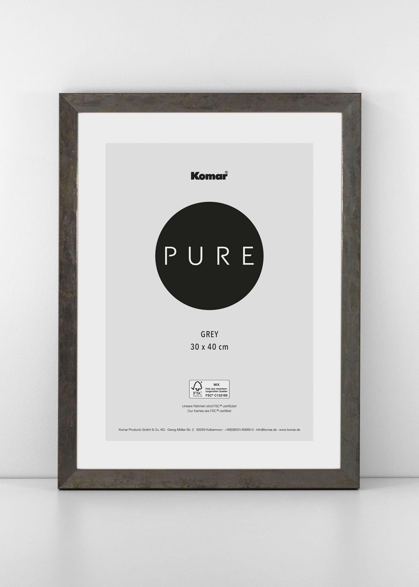 Bilderrahmen KOMAR "Stone", grau, B:30cm H:40cm T:1,5cm, Massivholz, Bilderrahmen, Bilderrahmen, Echtholzrahmen mit hochtransparentem Acrylglas