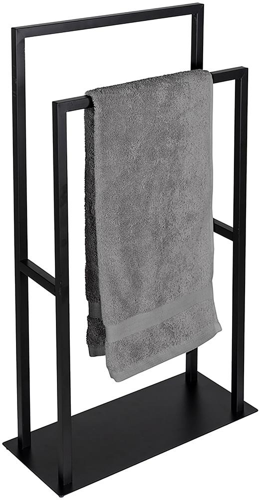 Handtuchständer WENKO "Modell Rivaltana", schwarz, B:46cm H:80cm T:20cm, Edelstahl, Metall, Handtuchhalter, Handtuchständer, freistehend, für Handtücher und Kleidung, Edelstahl, Industrial Style