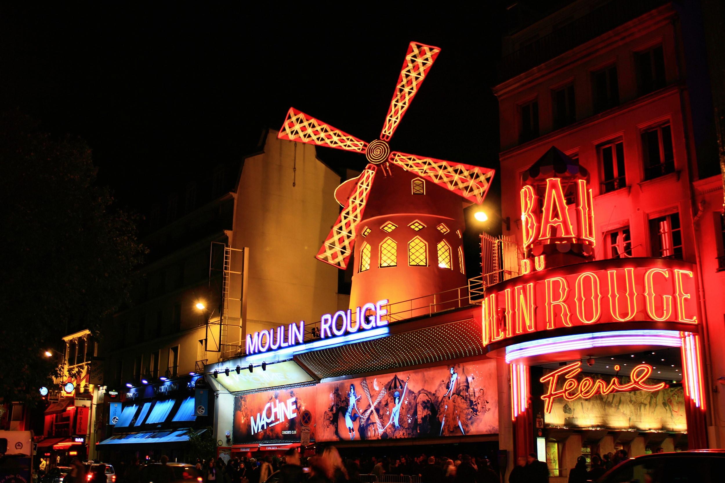 Fototapete PAPERMOON "MOULIN ROUGE-KABARETT PARIS NACHTCLUB VARIETE' MUSICAL", bunt, B:1,5m L:1,11m, Vlies, Tapeten, Fototapete