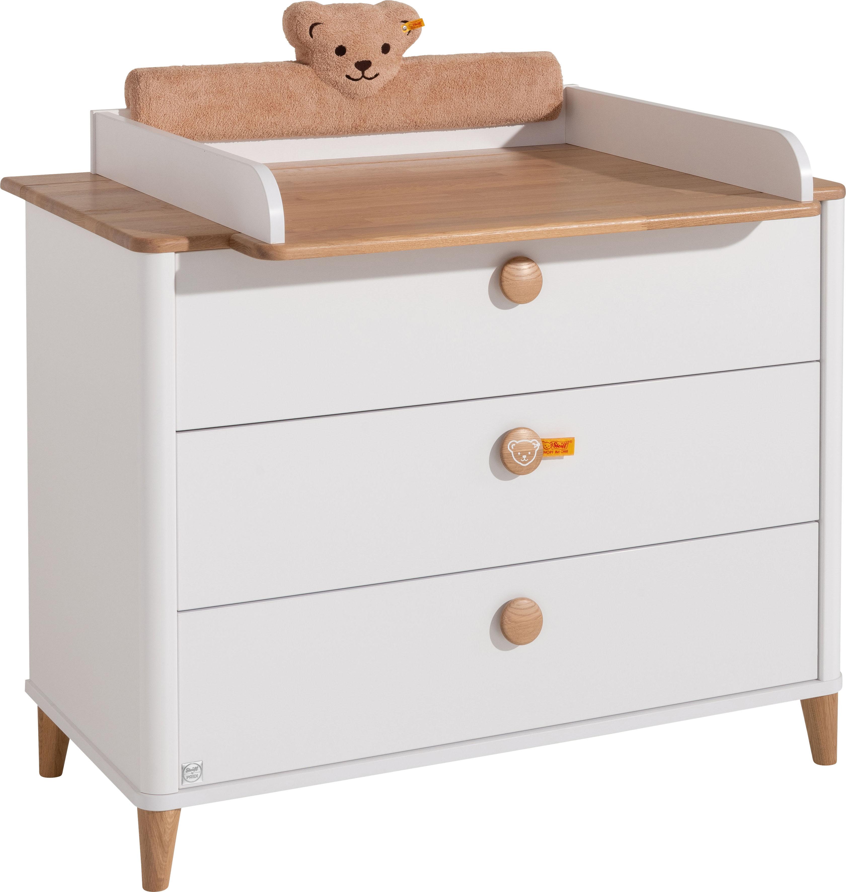 Kopfteil PAIDI "LOTTE & FYNN Steiff by PAIDI, Plüsch-Teddybär, Kantenschutz", beige, B:77cm H:15cm T:8cm, Polyester, Polsterauflagen, Kopfteil, extra weich gepolstert, passt auf jede Wickelkommode, waschbar