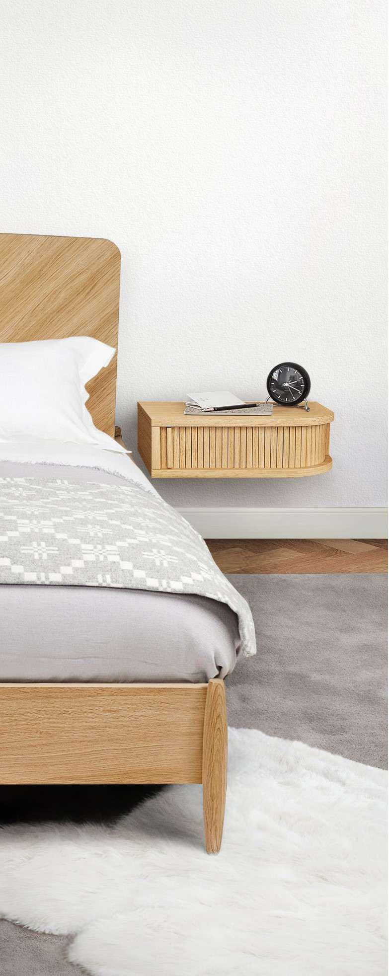 Nachttisch WOODMAN "Farsta", braun (eiche), B:40cm H:12cm T:30cm, Tische, Nachttisch, in 3 Farben, mit Tambourschiebetüren, mit Eichenholz furniert, FSC