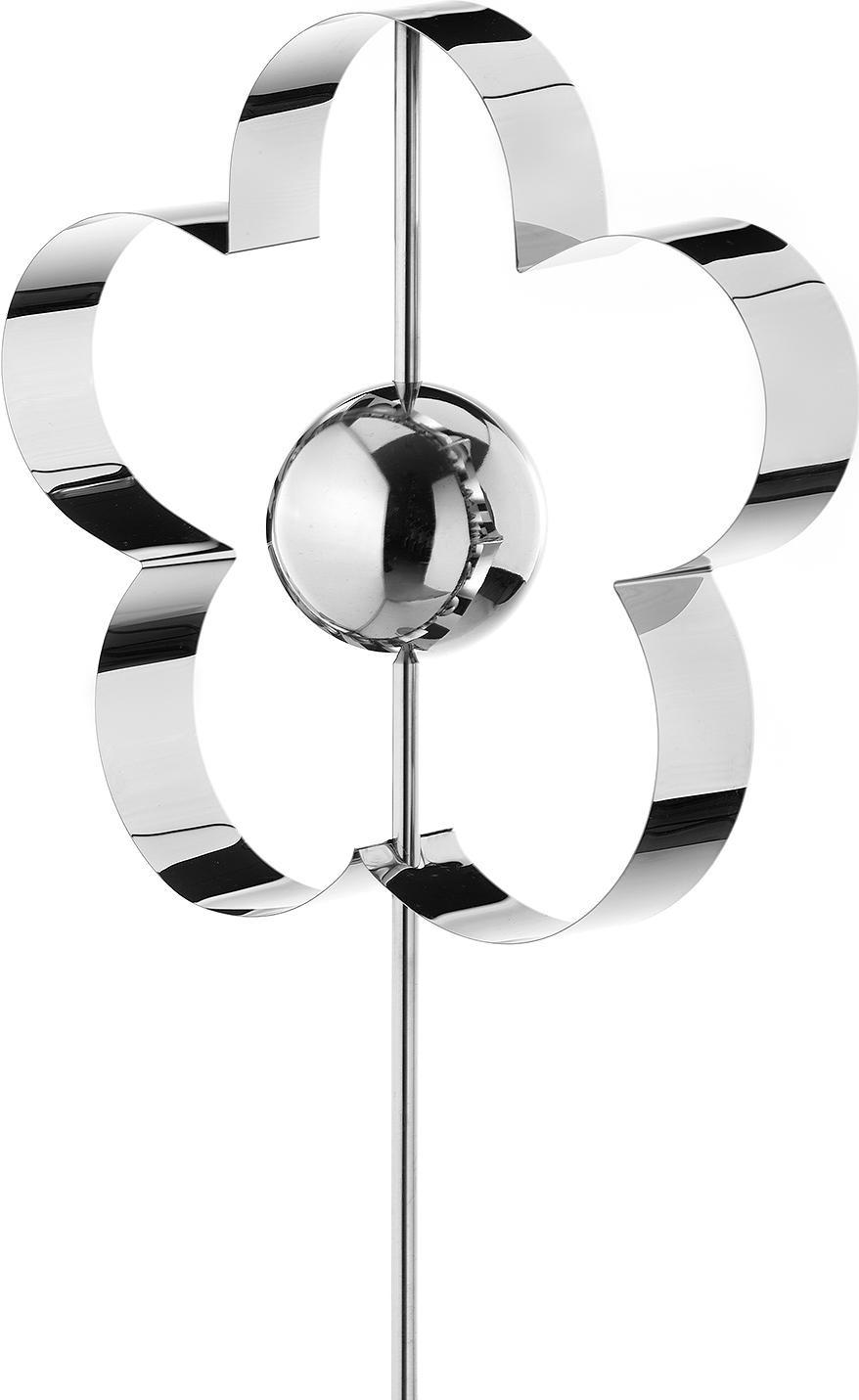 Gartenstecker LOCKER "FLOWER", silber (silberfarben), Edelstahl, Gartenstecker, Gartenstecker