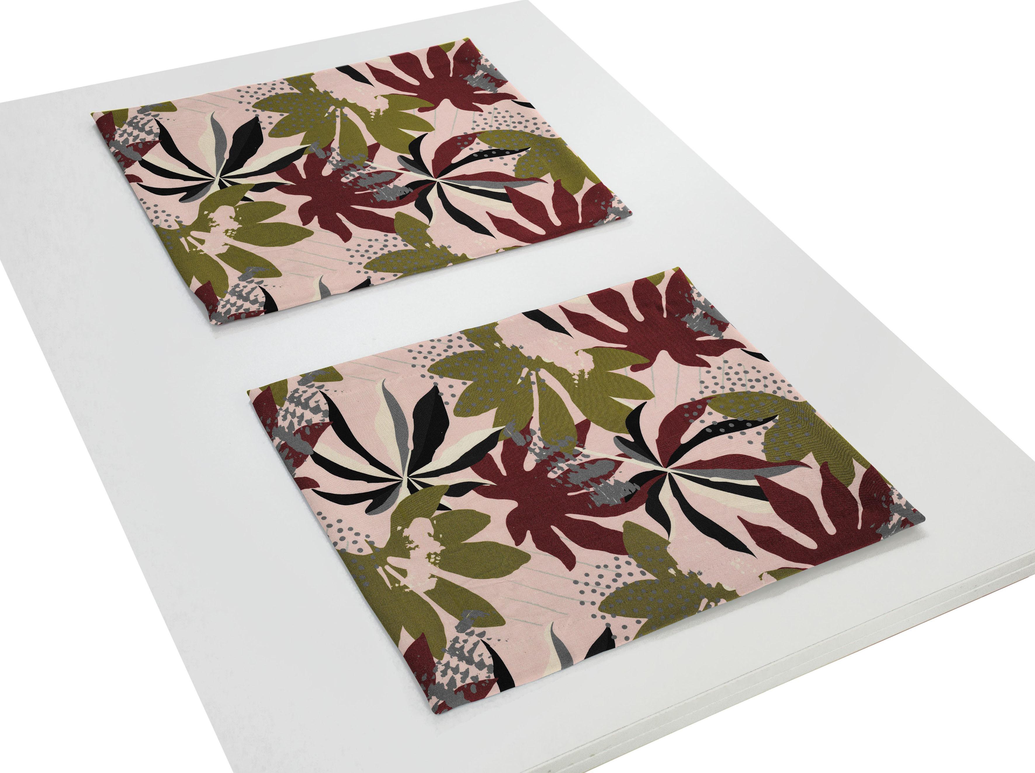 Platzset ADAM "Jungle" Gr. 1, rot (dunkelrot, rosa), B:40cm L:40cm, Obermaterial: 100% Baumwolle, Platzsets, Platzset, GOTS organic,zertifiziert durch CERES 0242Made in Germany