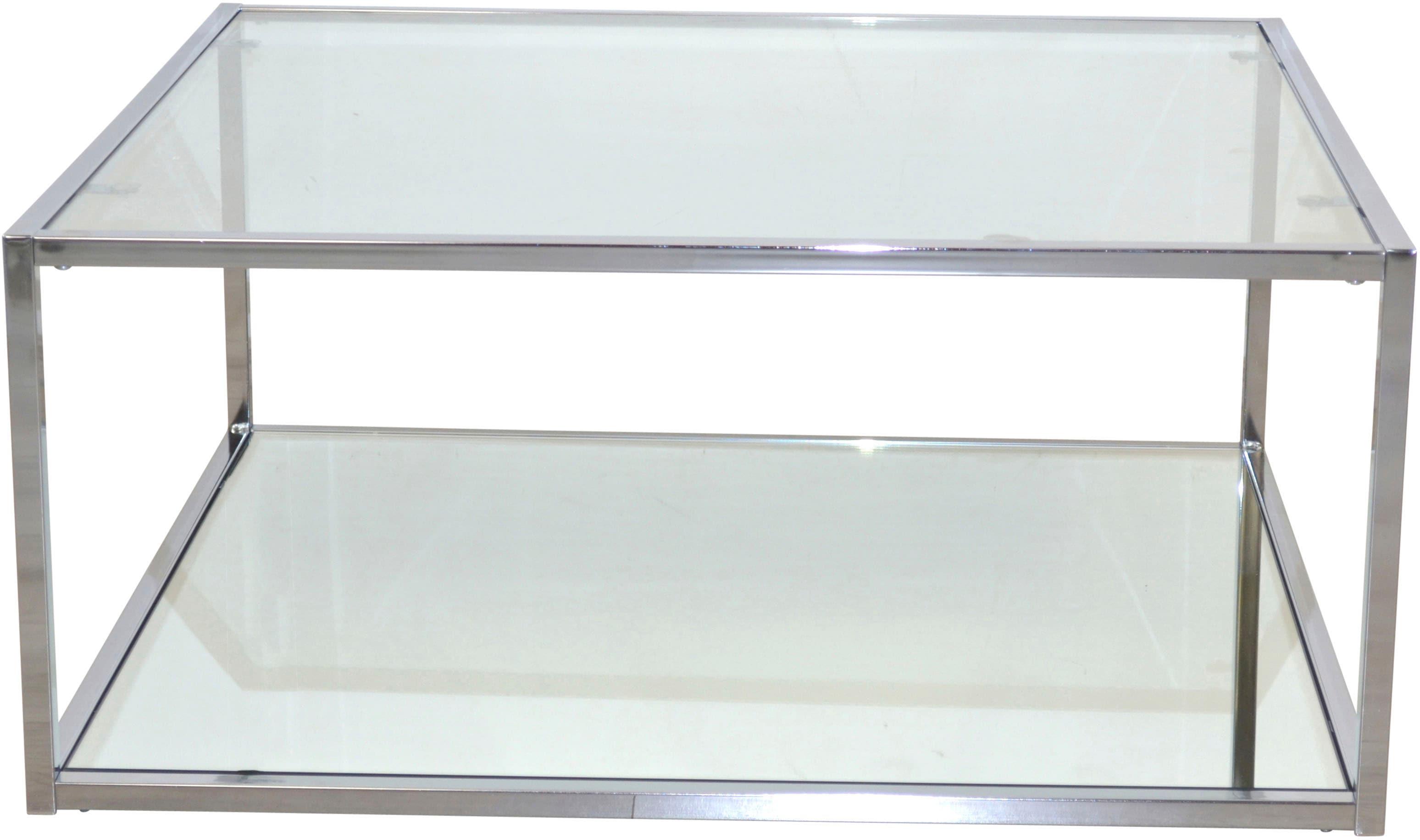 Couchtisch, grau (chromfarben, chromfarben, klarglas), B:80cm H:35cm T:80cm, HOFMANN LIVING AND MORE, Tische, Couchtisch